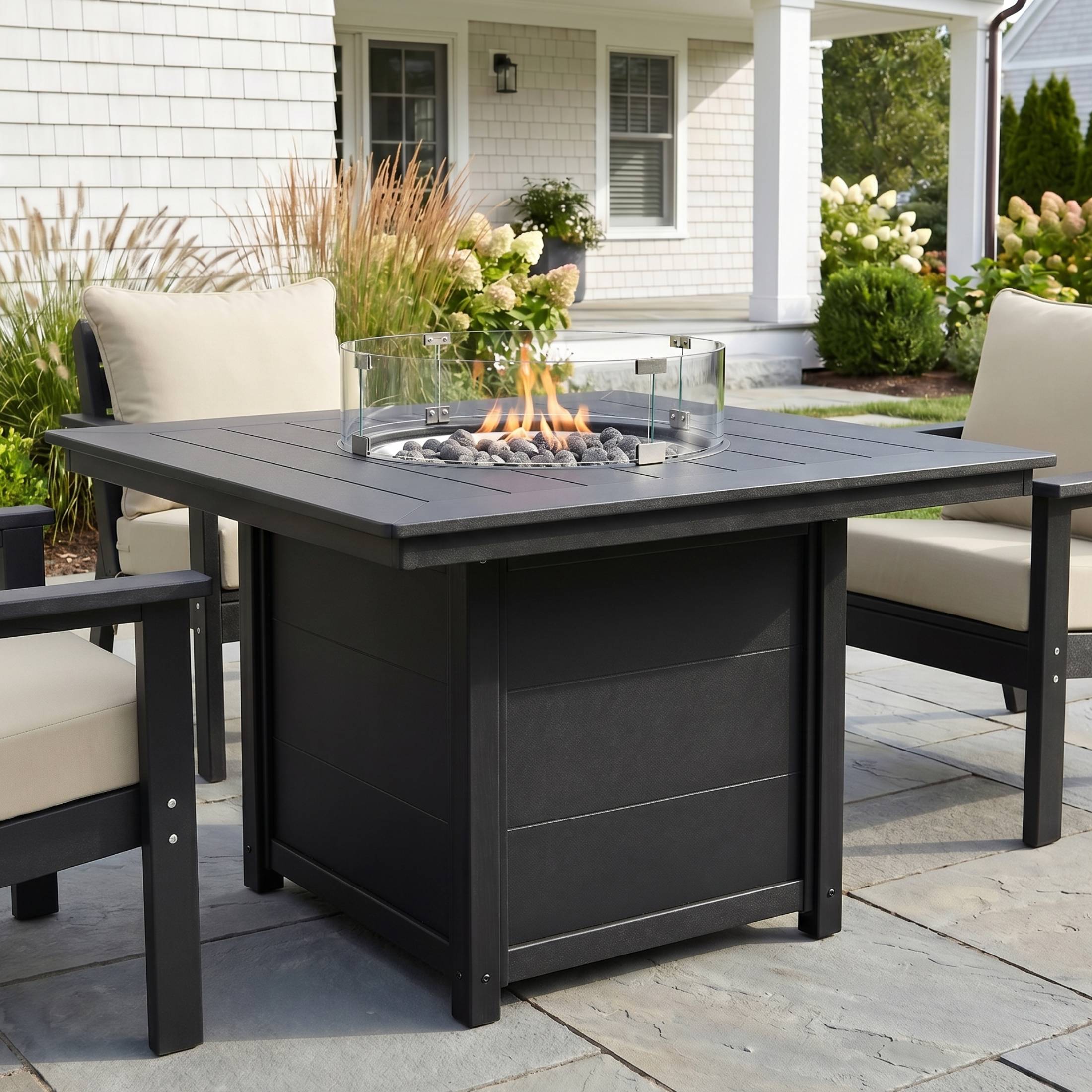 Sol Modern Outdoor Patio Propane 42" Square Fire Pit Table