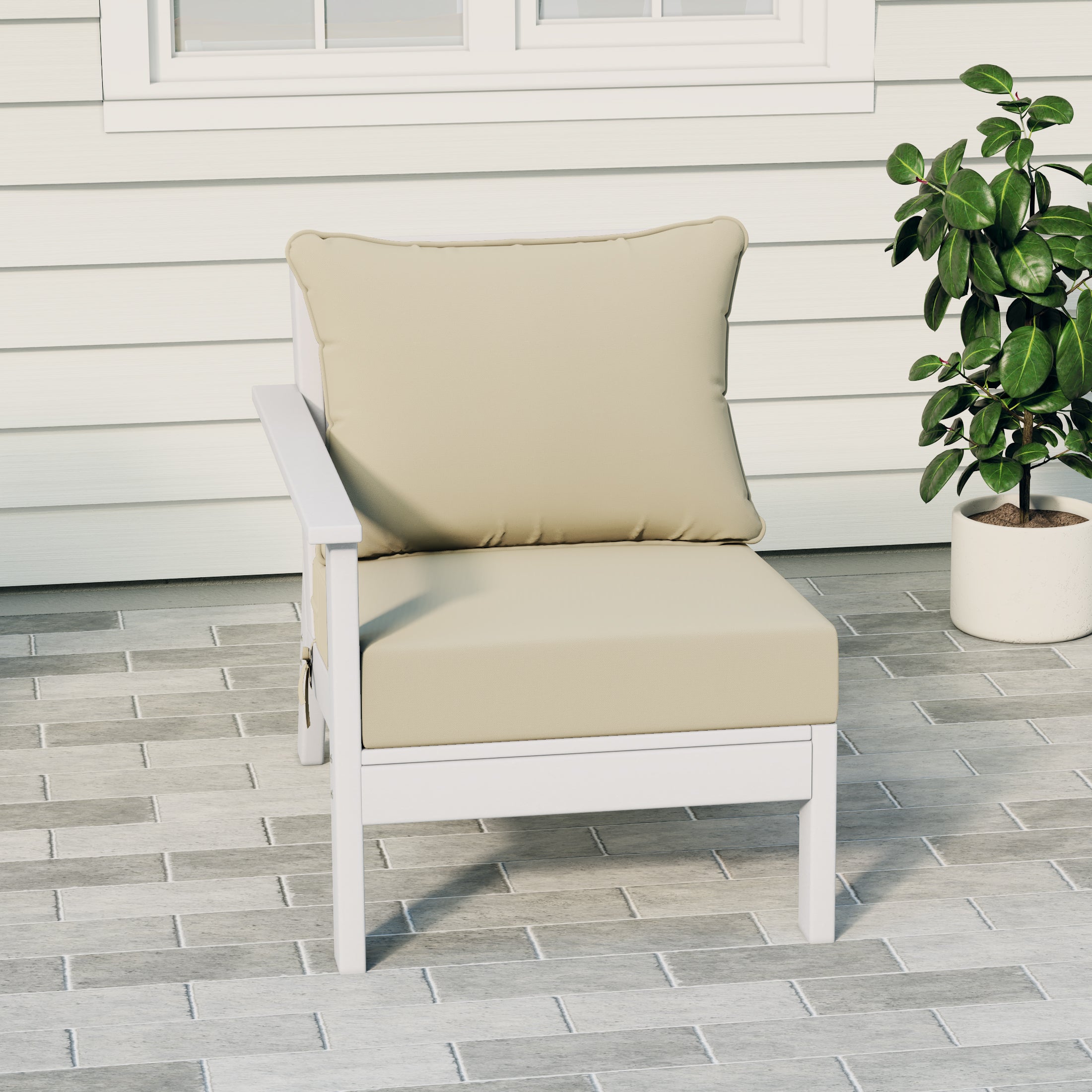 Portsmouth Outdoor Patio HDPE Left Arm Sectional Corner Club Chair with Patio Cushions