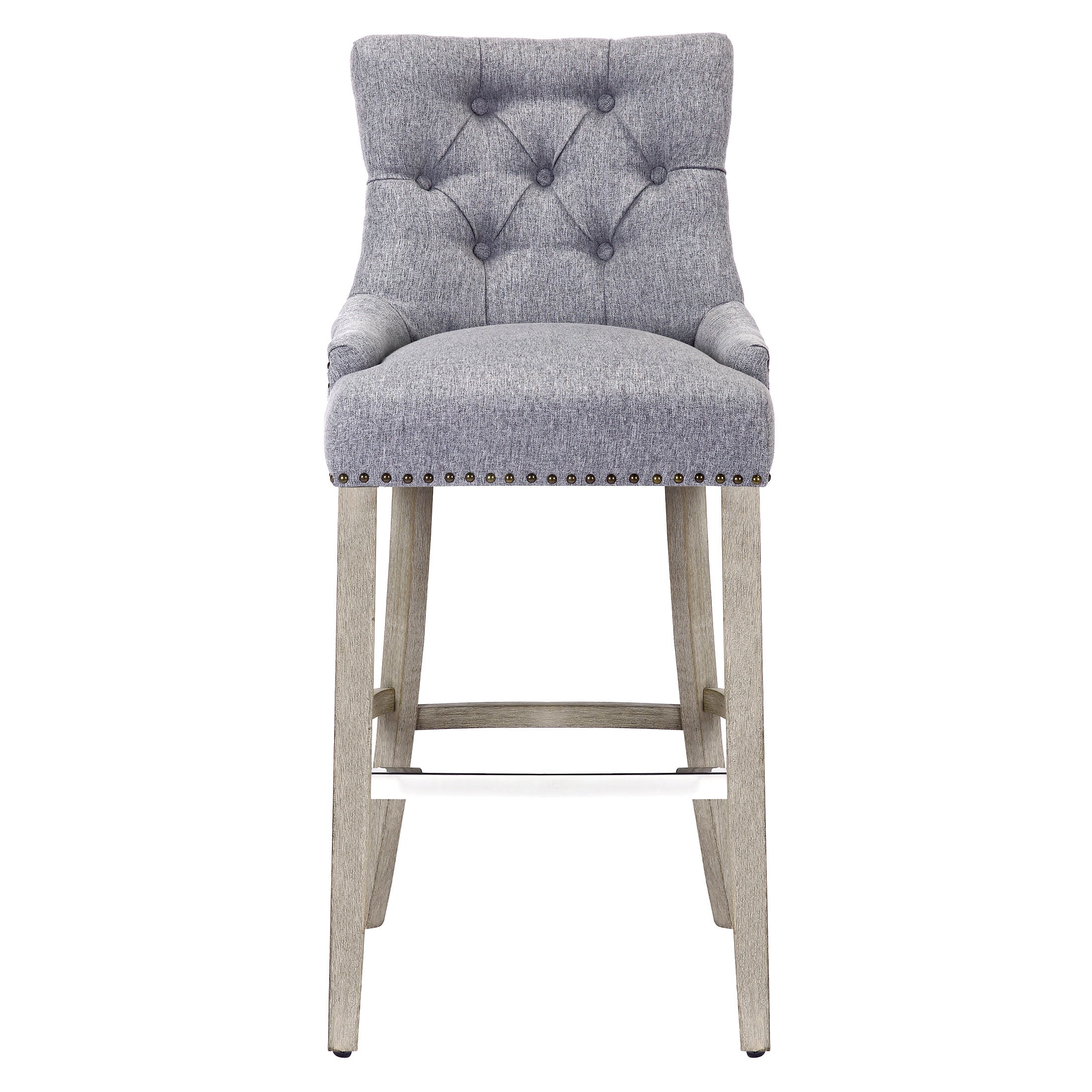 Bellmount 29" Upholstered Wood Bar Stool with Tufted Back
