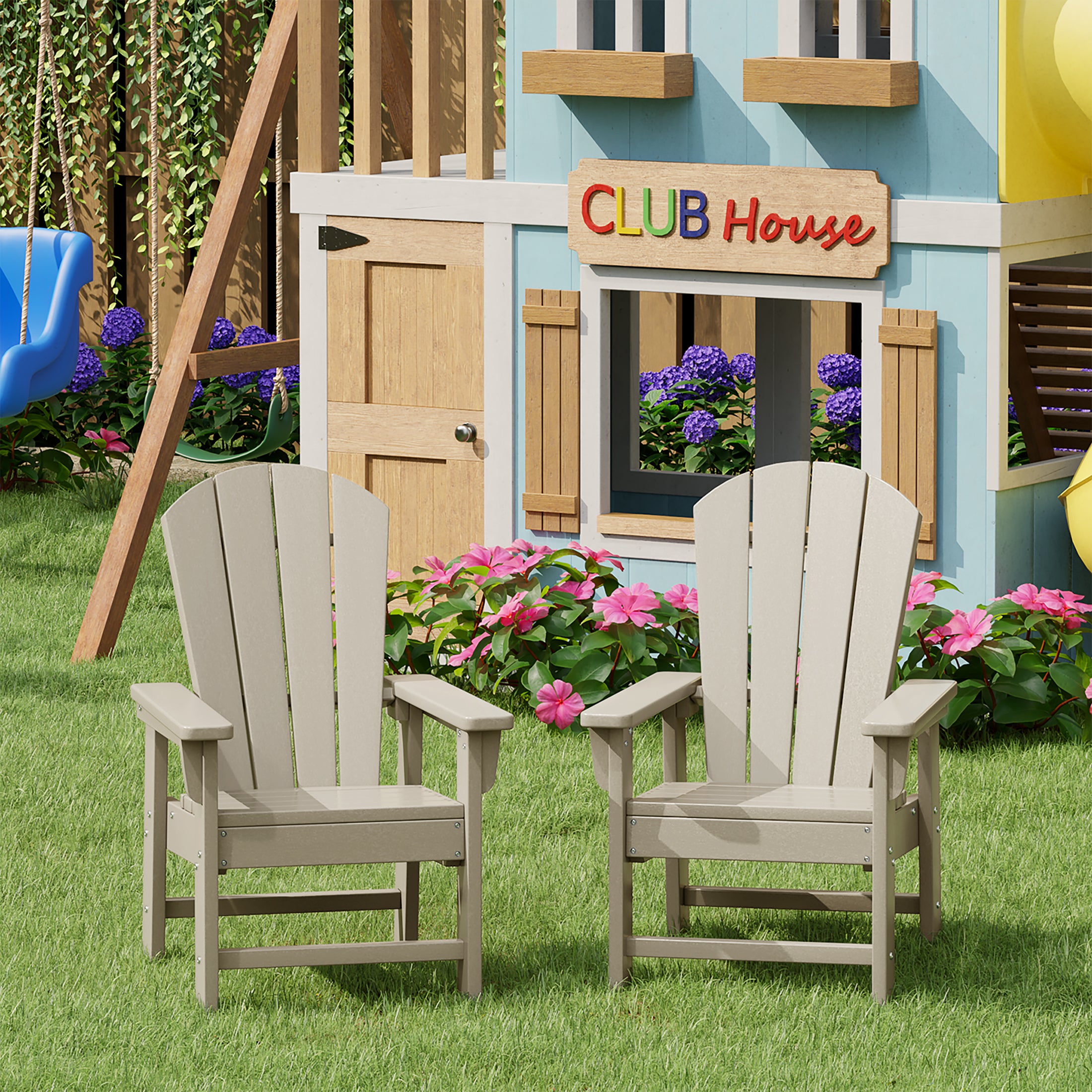 Paradise Kids Outdoor Adirondack Plastic Patio Chair (Set of 2)