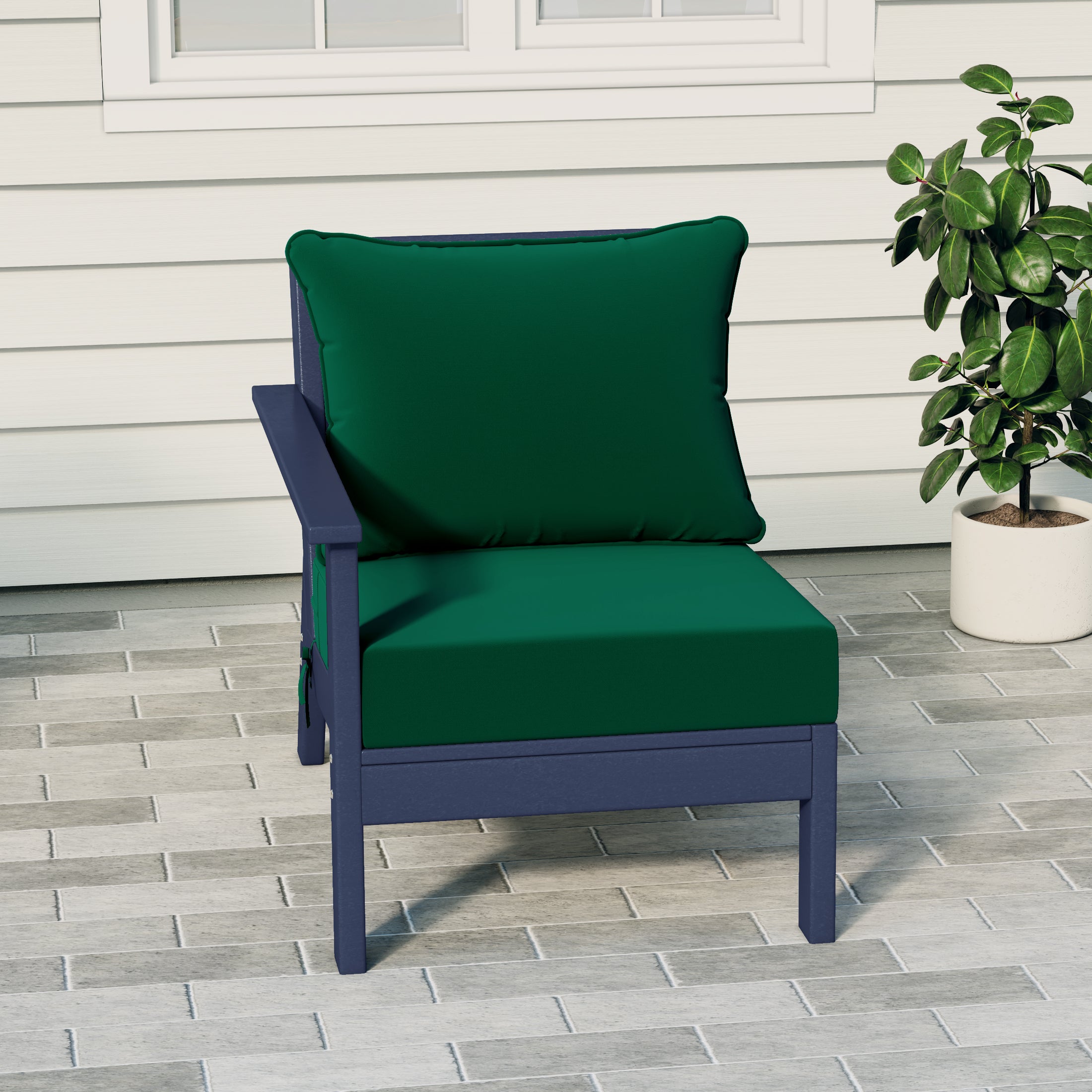 Portsmouth Outdoor Patio HDPE Left Arm Sectional Corner Club Chair with Patio Cushions