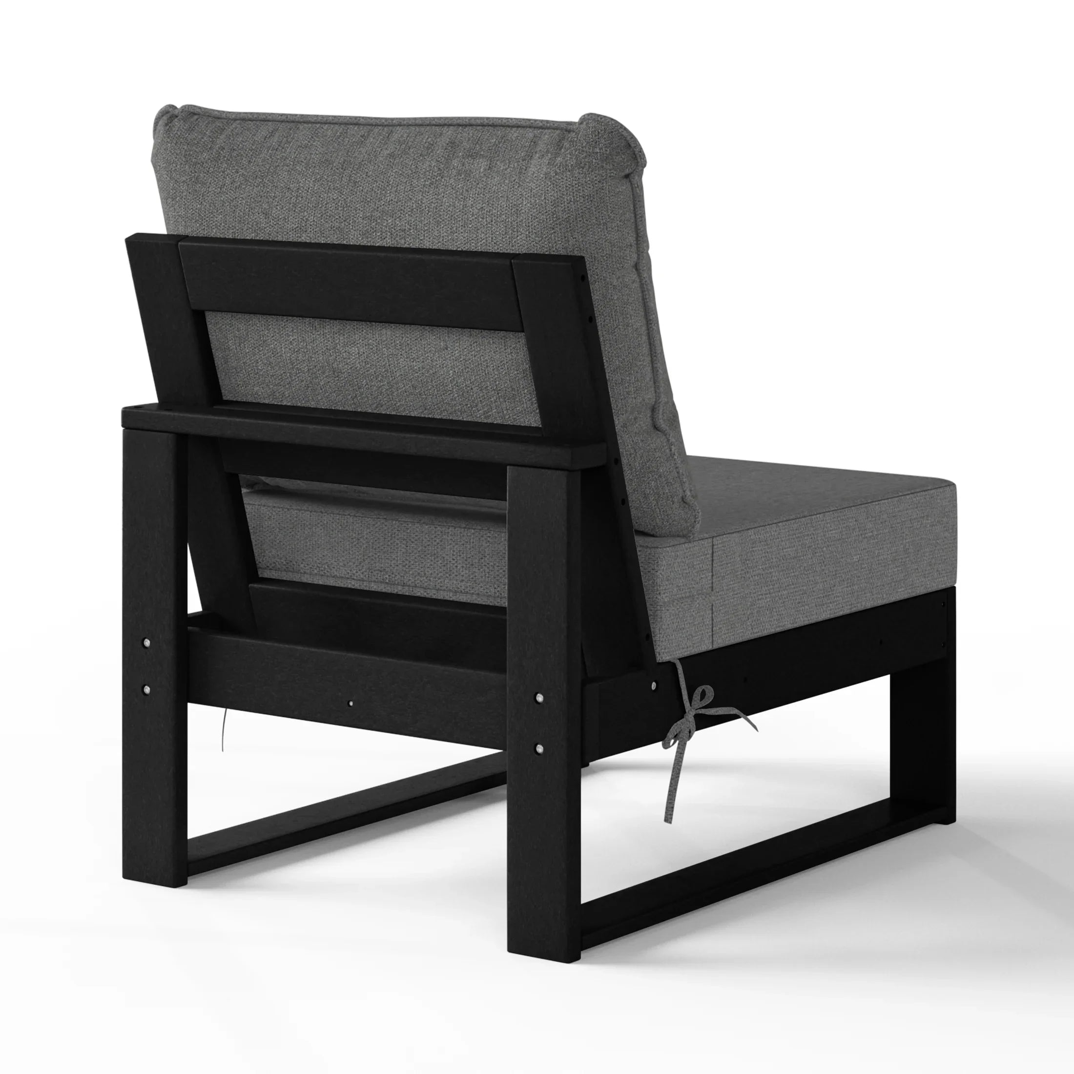 Rockaway Outdoor HDPE Sectional Armless Chair with Water-Proof Patio Cushions