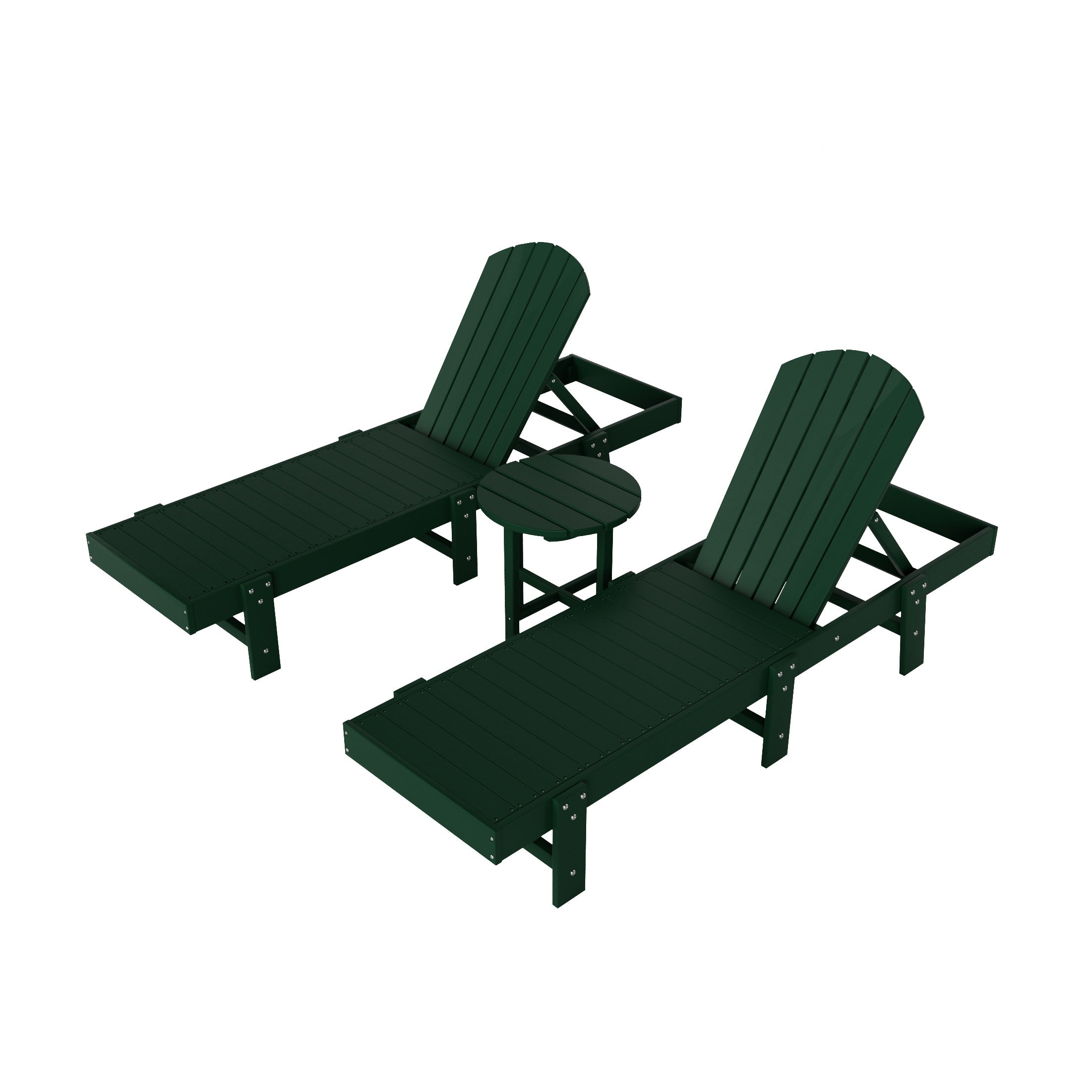 Portside 3 Piece Adirondack Poly Reclining Chaise Lounge
