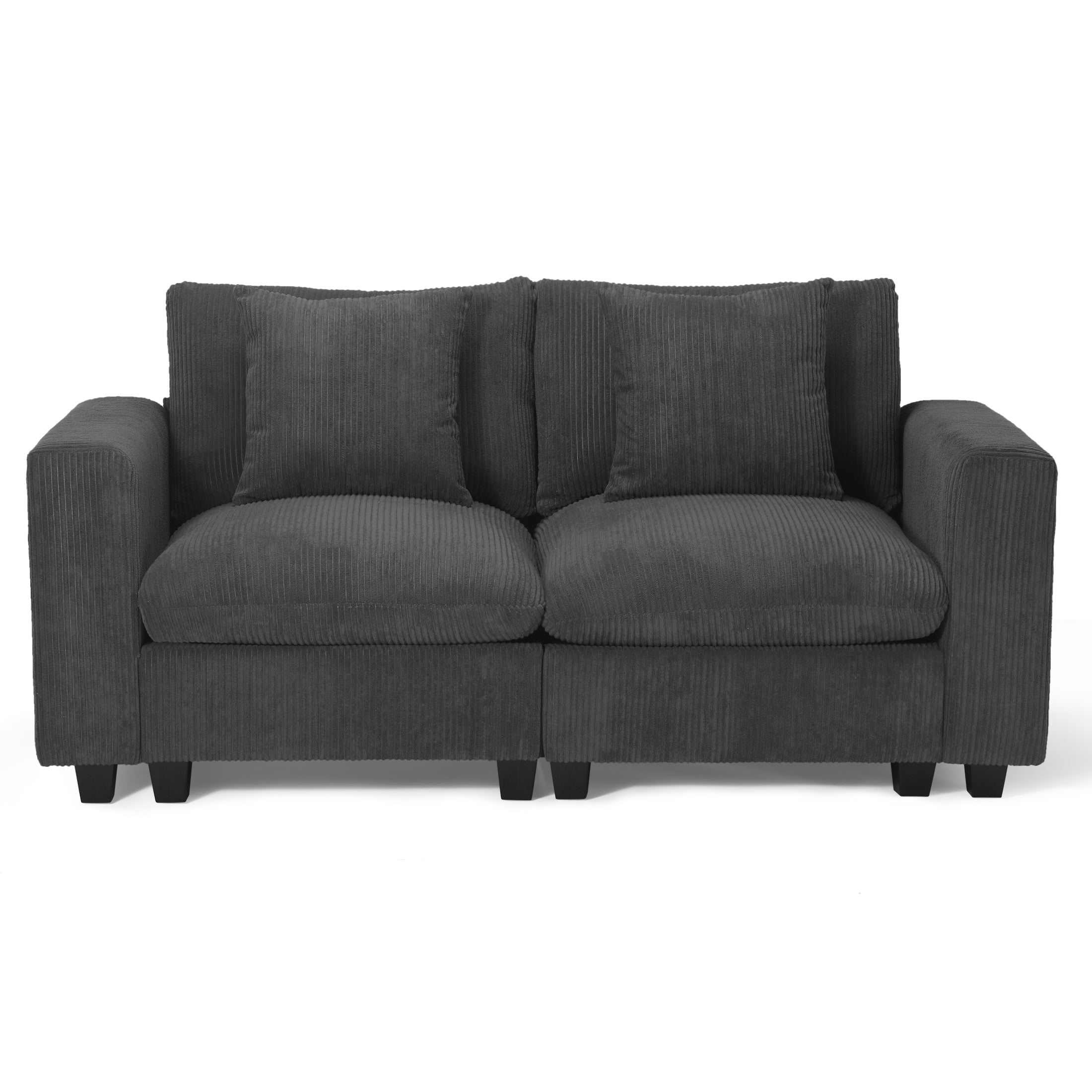 Ava 70" Modular Corduroy Loveseat Sofa With USB/Type-C Ports and Side Pockets