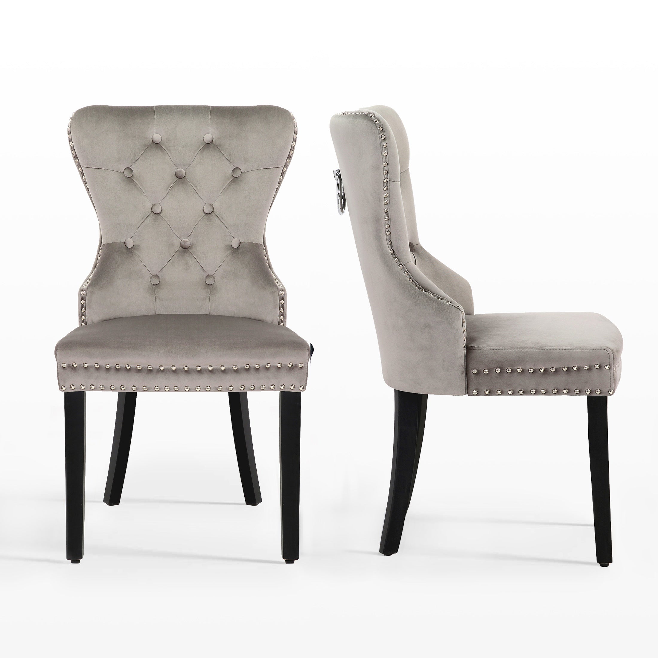 Hank Velvet Upholstered Tufted Dining Chairs (Set of 2)