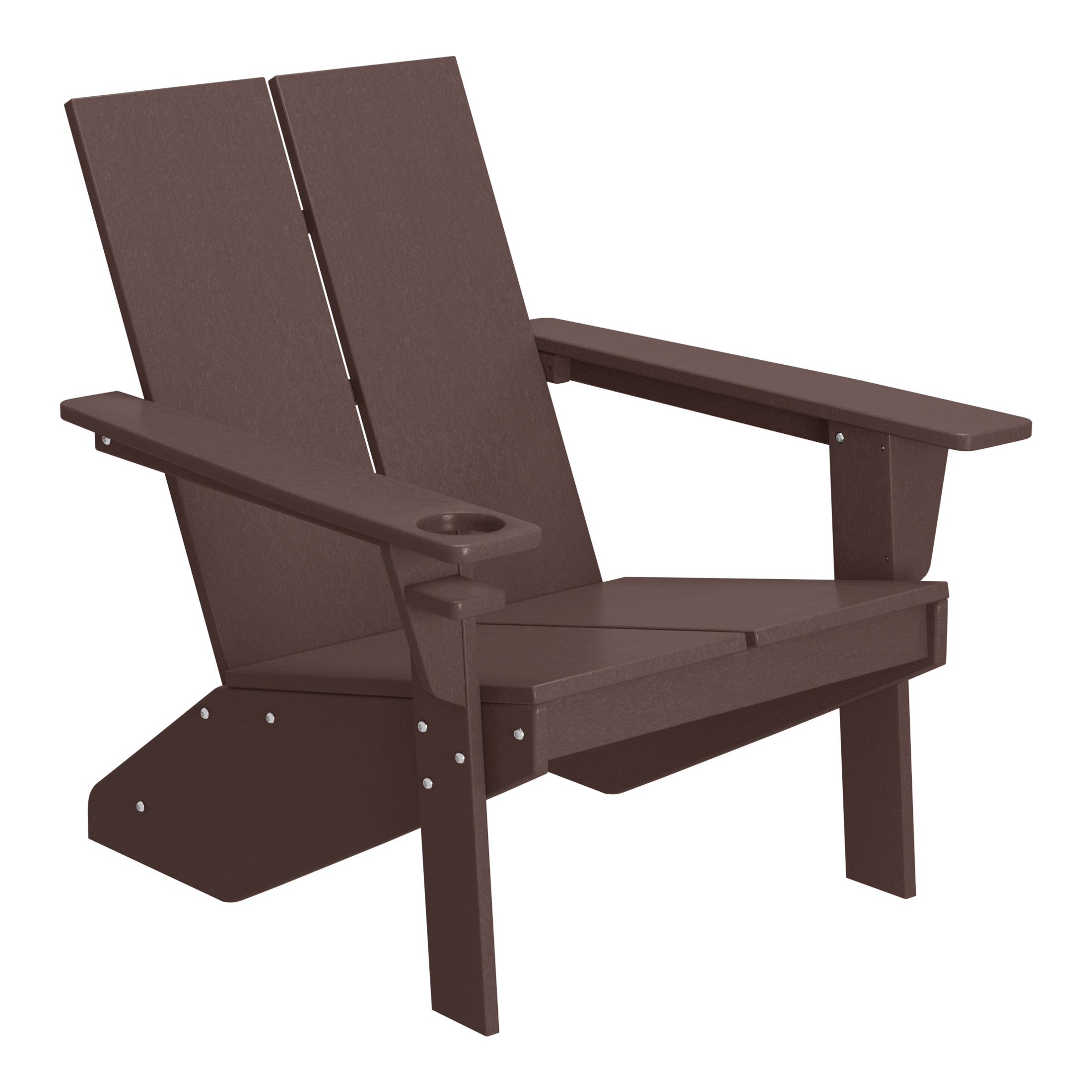 Seaview Outdoor 4-Piece HDPE Modern Adirondack Chairs Set with Folding Patio Ottomans and Cup Holder