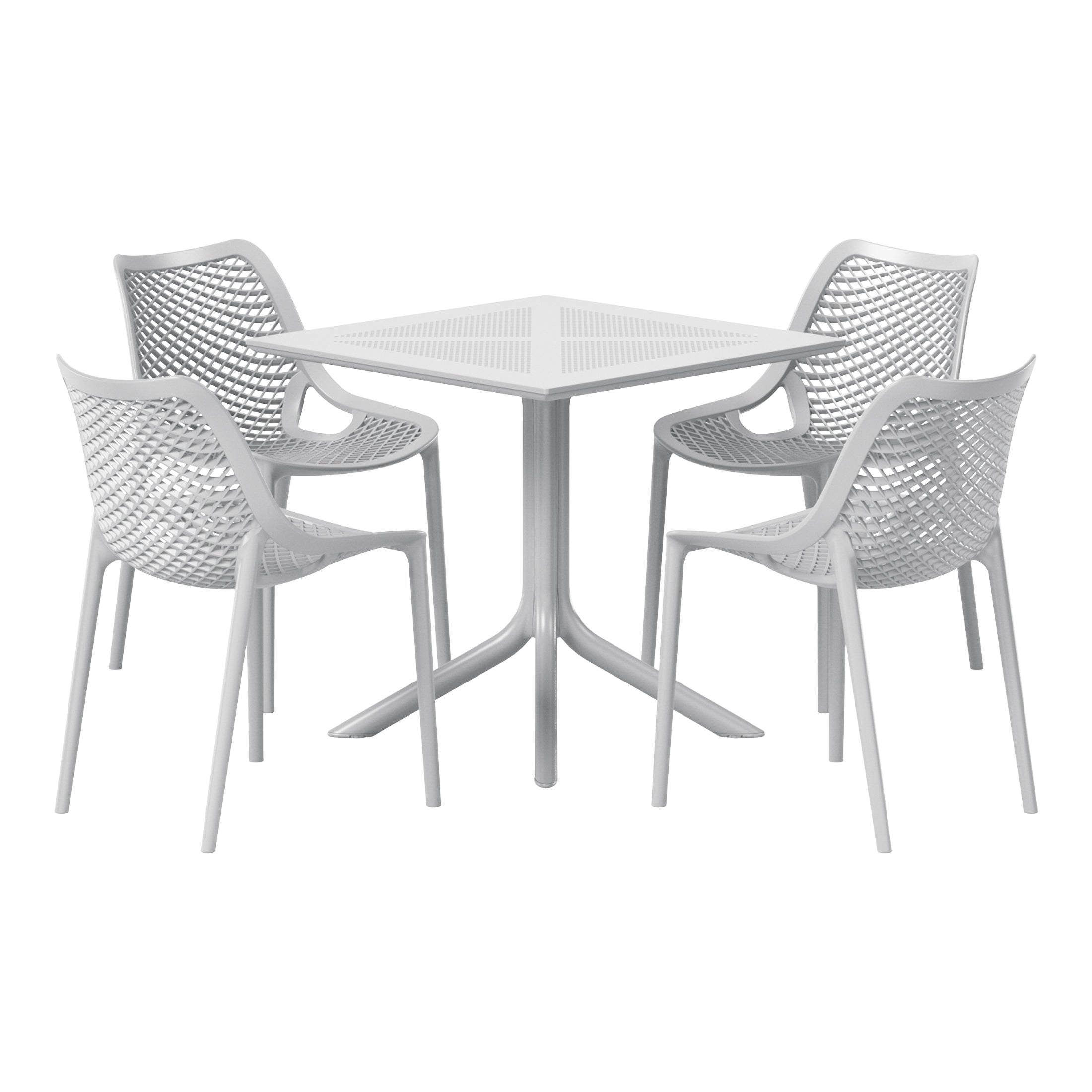 Sunshine 5-Piece Modern Square Patio Dining Table Set with Stackable Patio Dining Chairs