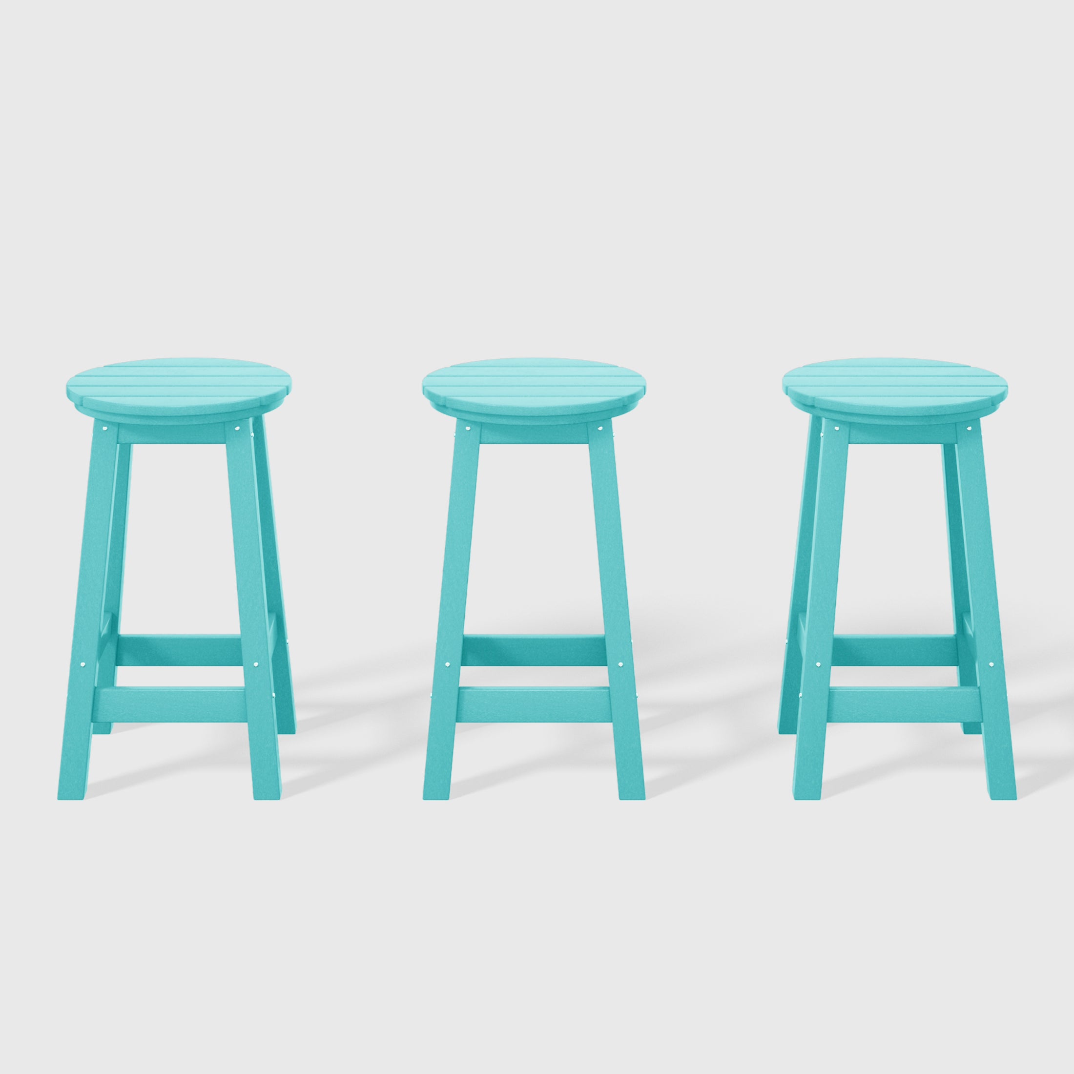 Paradise 24" HDPE Outdoor Patio Round Counter Height Bar Stool Set of 3