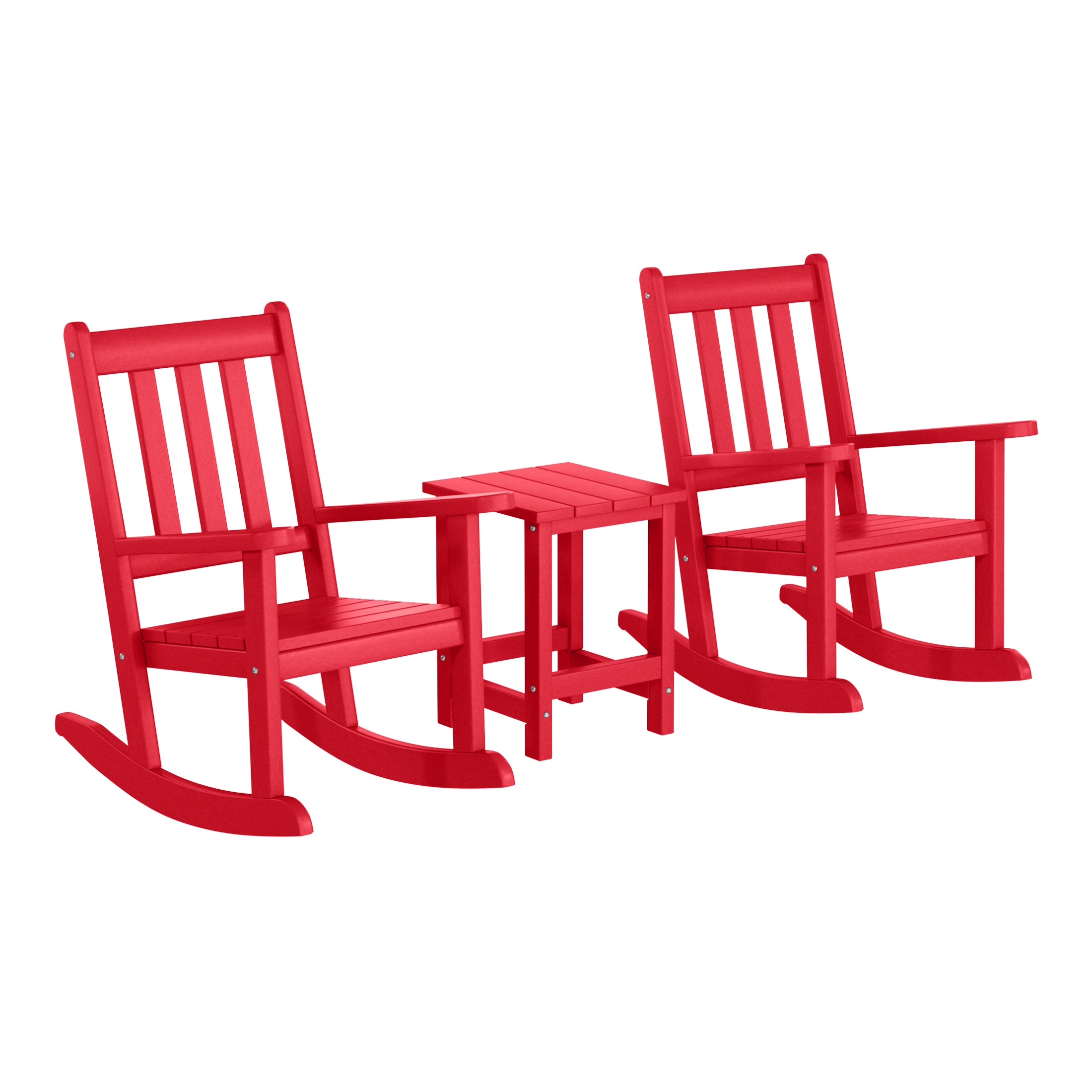 Paradise 3-Piece Kids Outdoor Rocking Chairs Set With Kids Square Side Table