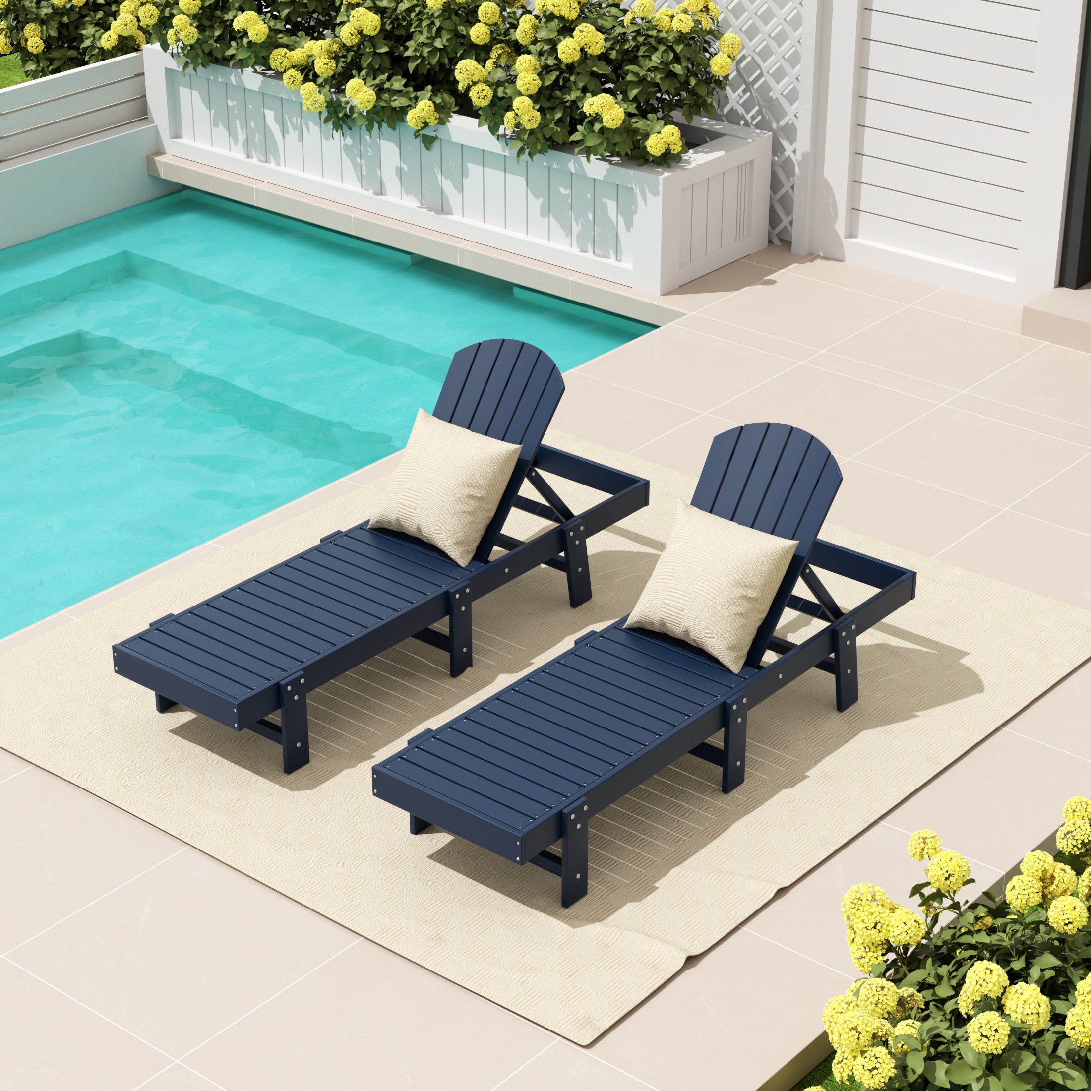 Portside Classic Adirondack Poly Reclining Chaise Lounge