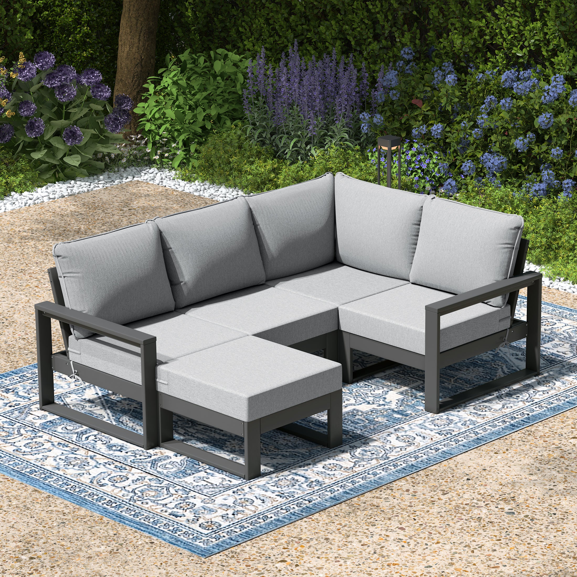 Rockaway 5-piece Outdoor Sectional Modular Patio Furniture Sofa Set