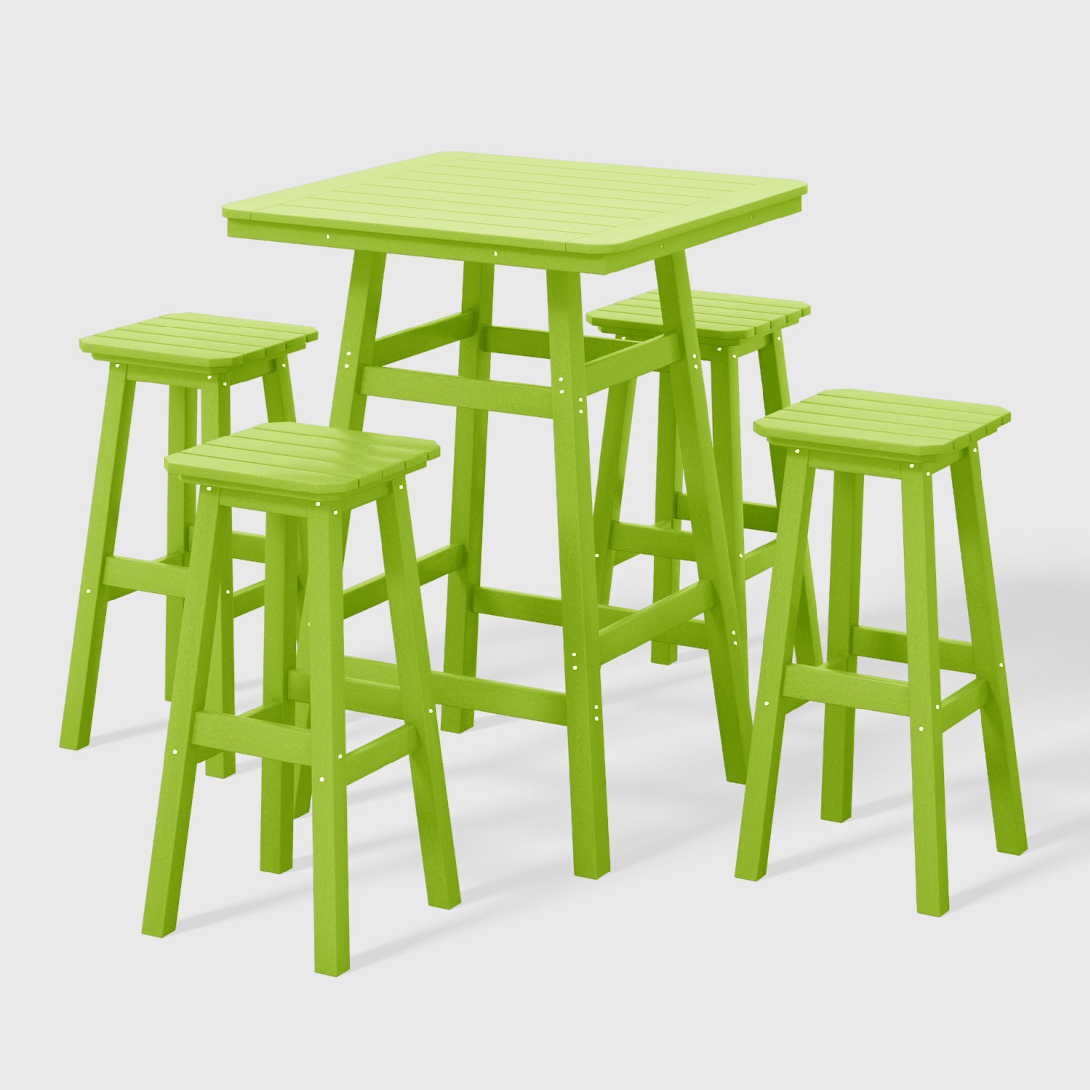 Paradise 5-Piece HDPE Outdoor Patio Dining Bar Bistro Table Set with Bar Stools