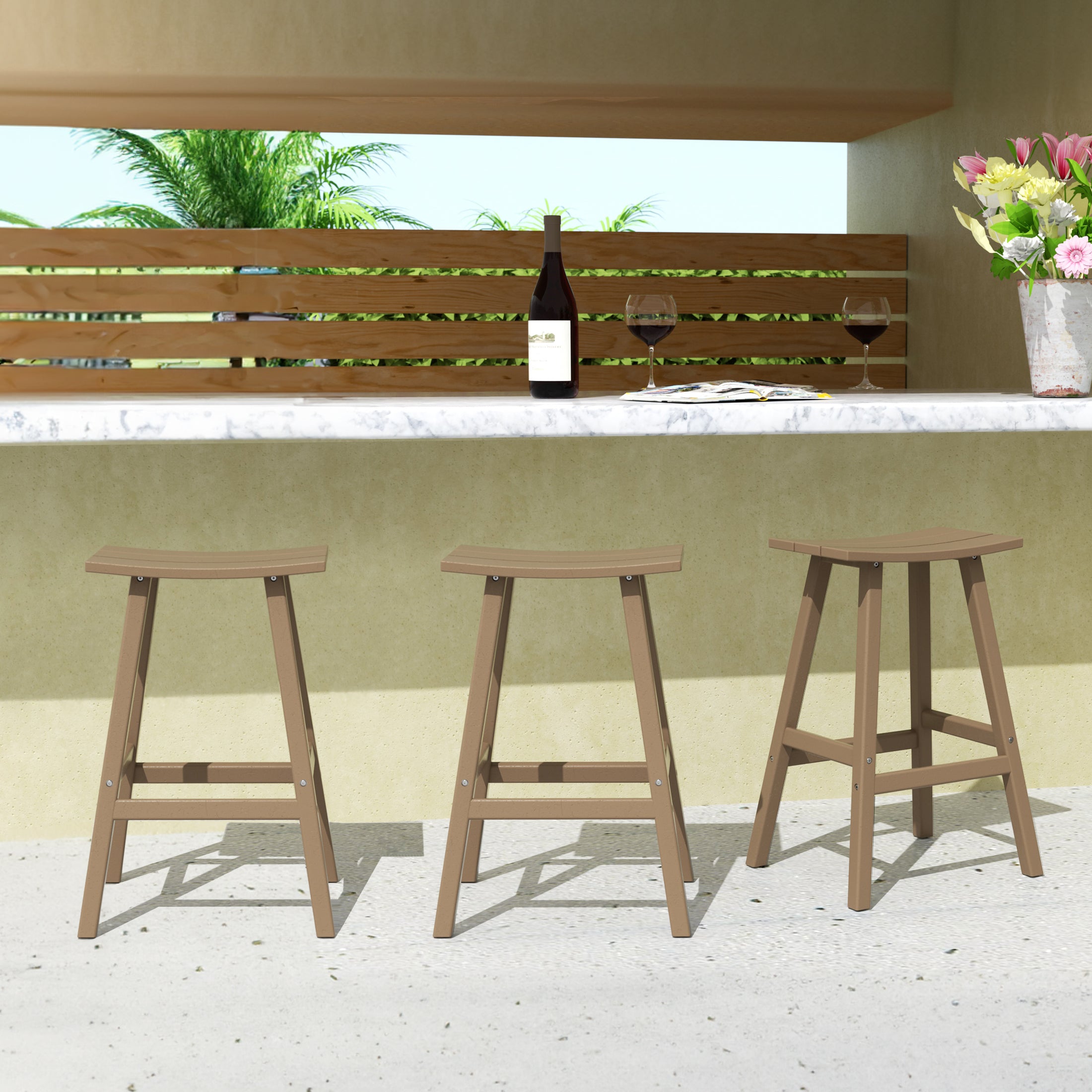 Paradise 29 Inch High Backless Seat Bar Stools (Set of 3)