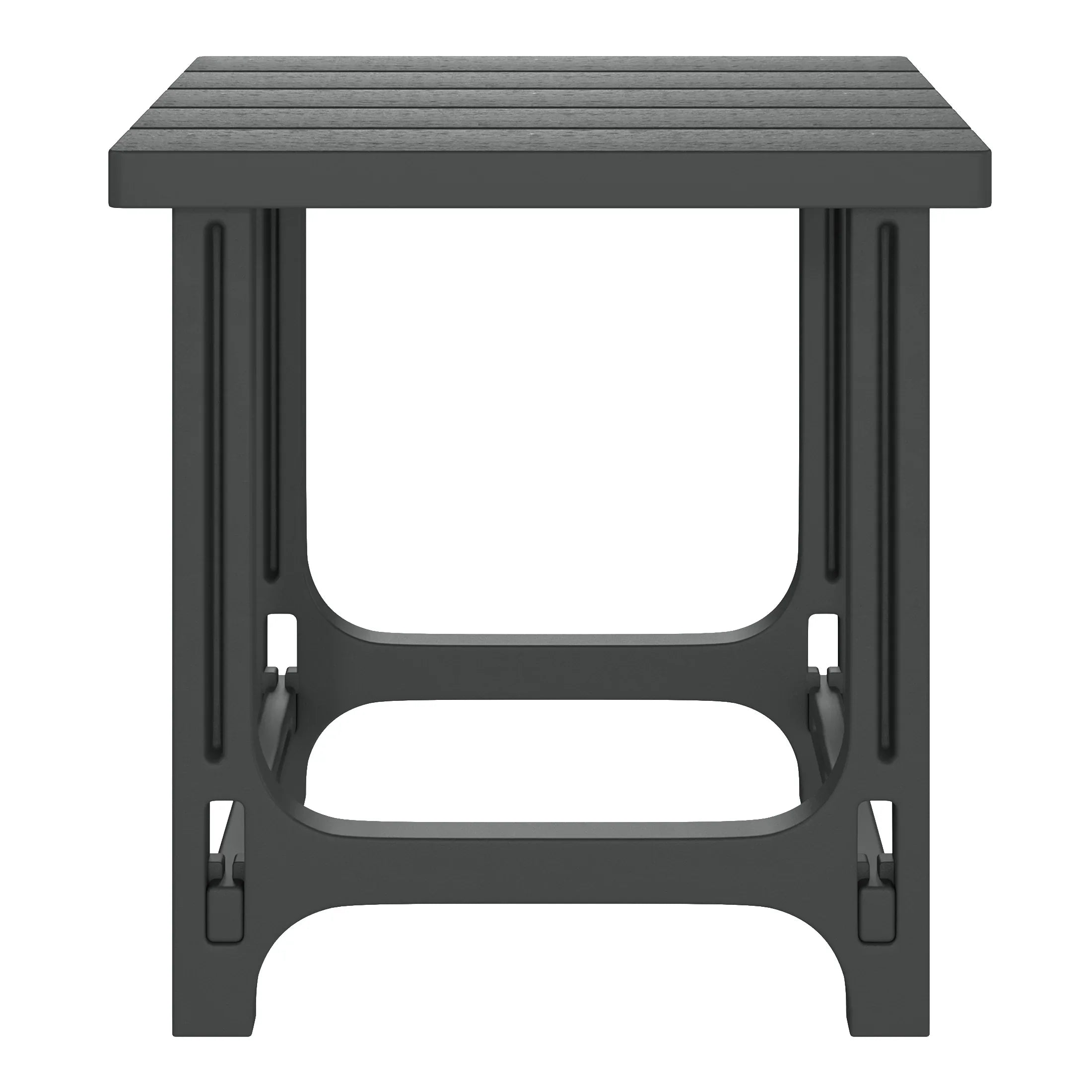 Cayman 3-Piece HDPE Plastic Adirondack Patio Chairs With 18" Square Side Table Set
