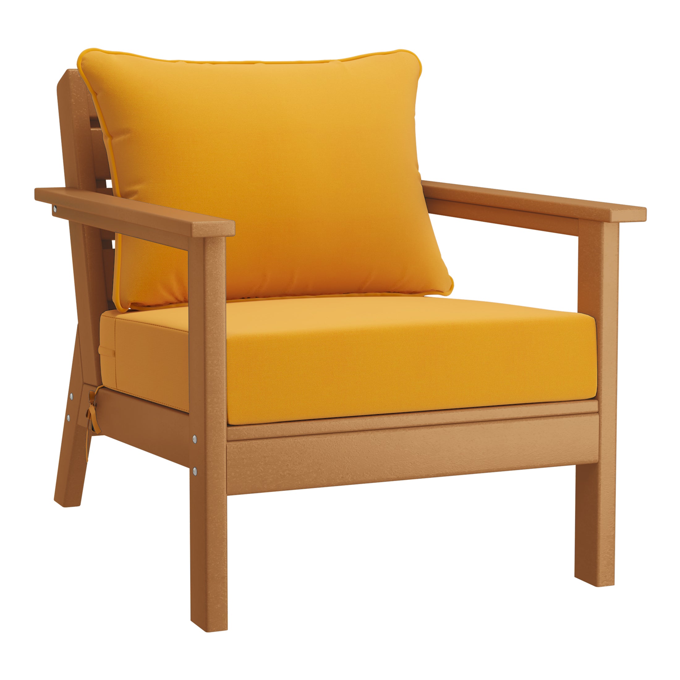 Portsmouth Outdoor Modern HDPE Patio Club Chairs with Deep Seat Cushions (Set of 2)