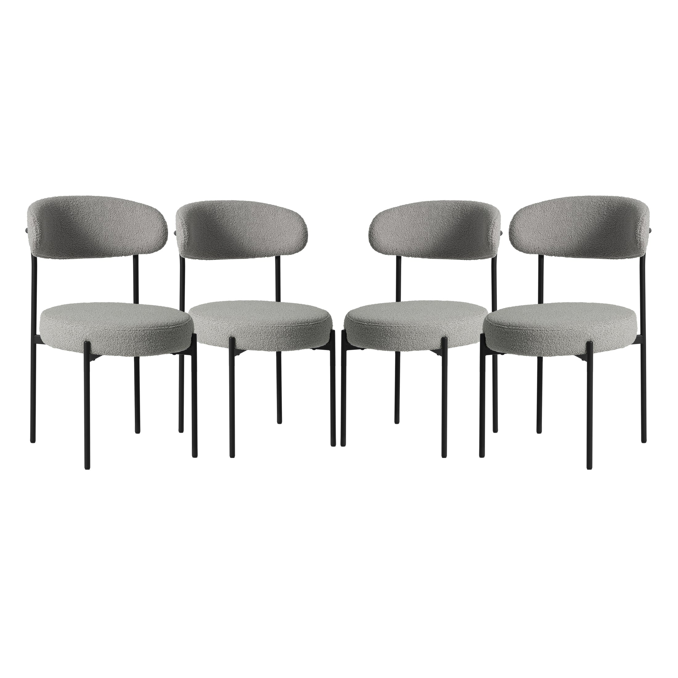Celine Mid-Century Modern Upholstered Sherpa Round Dining Chairs (Set of 4)