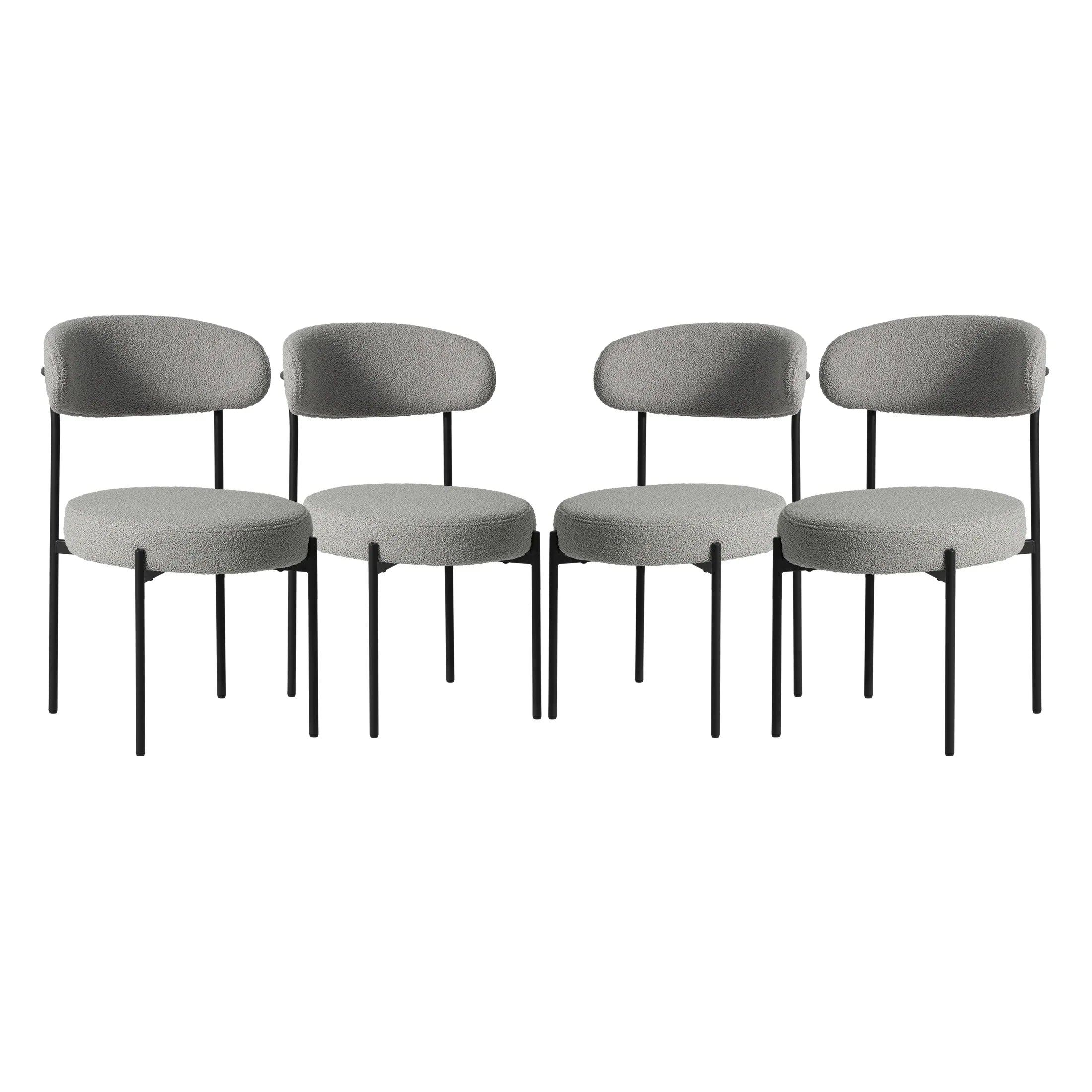 Celine Mid-Century Modern Upholstered Sherpa Round Dining Chairs (Set of 4)
