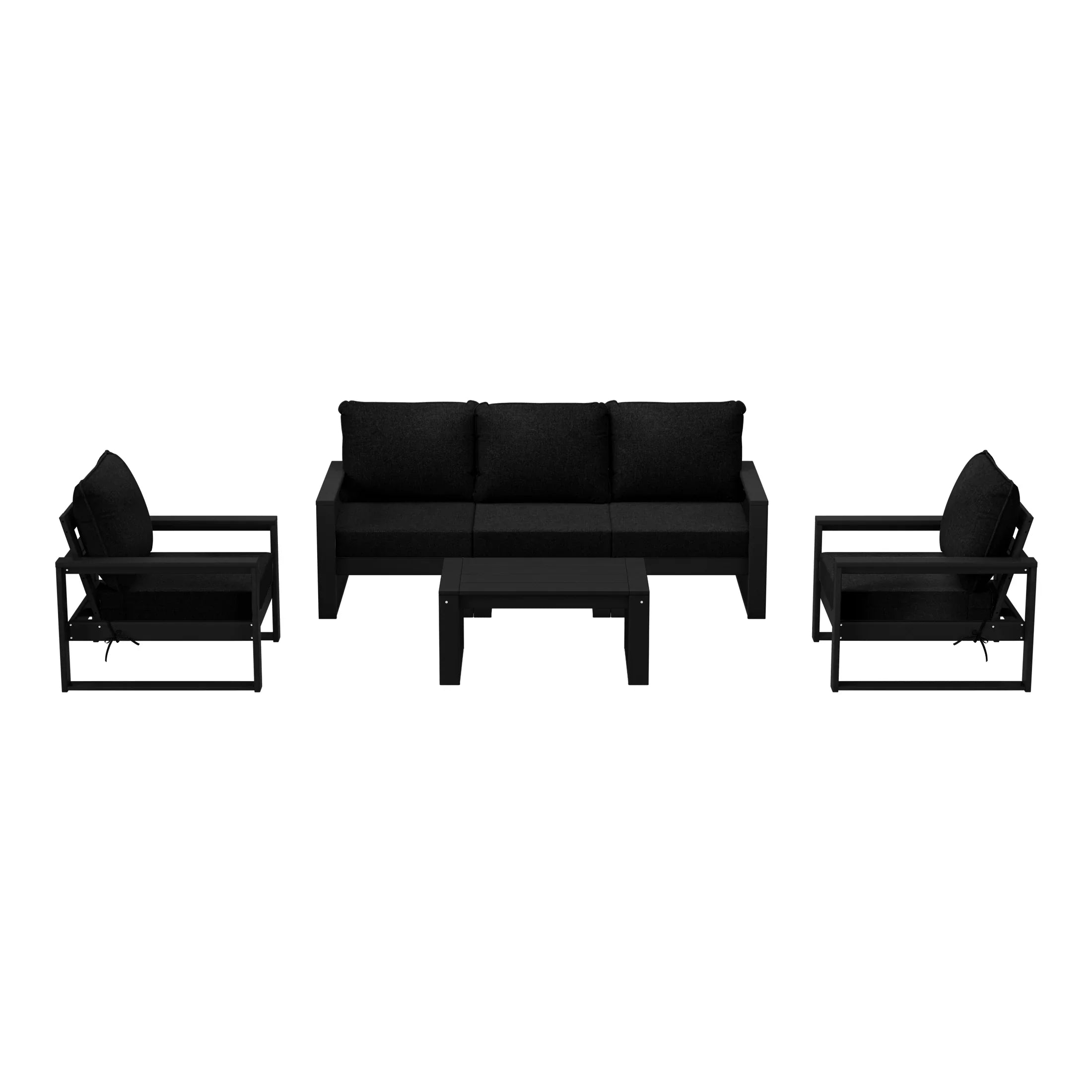 Rockaway 6-Piece Modern HDPE Outdoor Patio Furniture Sofa Conversation Set with Coffee Table