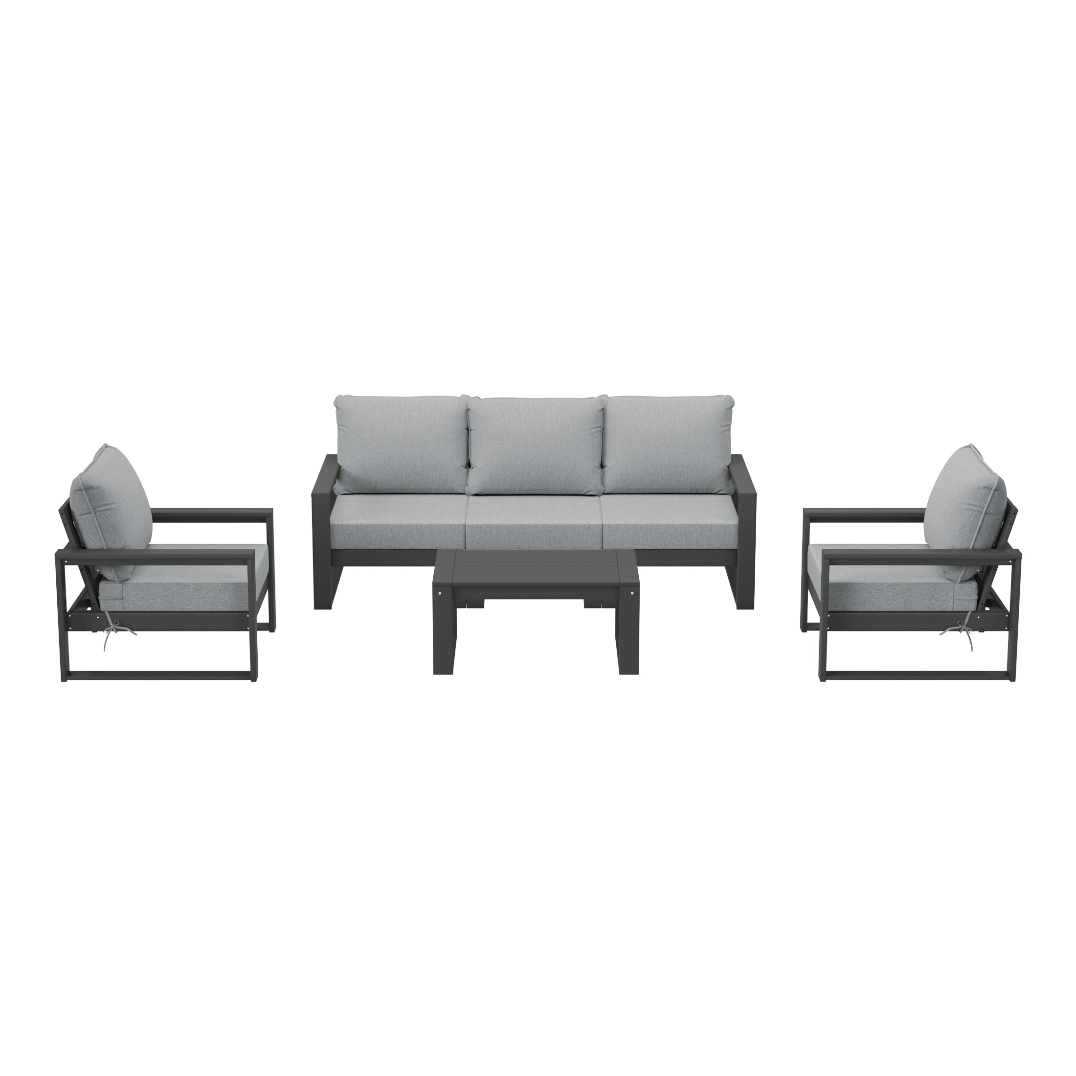 Rockaway 6-Piece Modern HDPE Outdoor Patio Furniture Sofa Conversation Set with Coffee Table