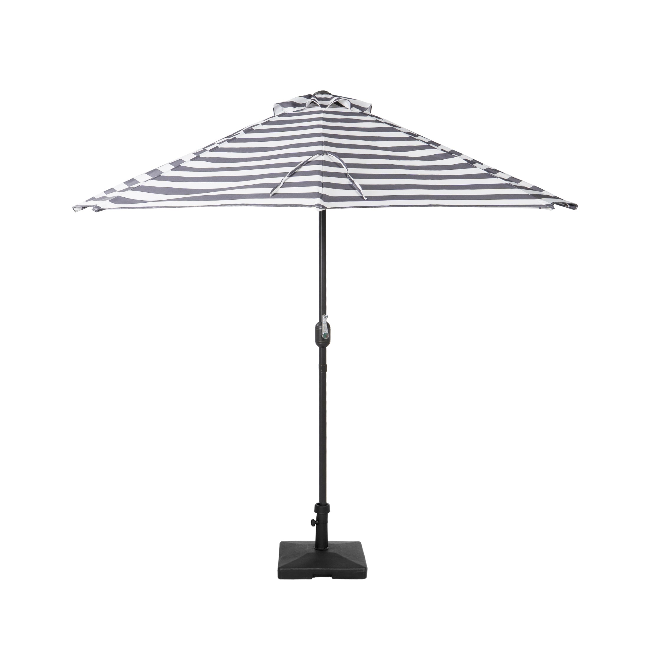 Easton 9 ft. Aluminum Half Market Crank Lift Patio Umbrella with Base