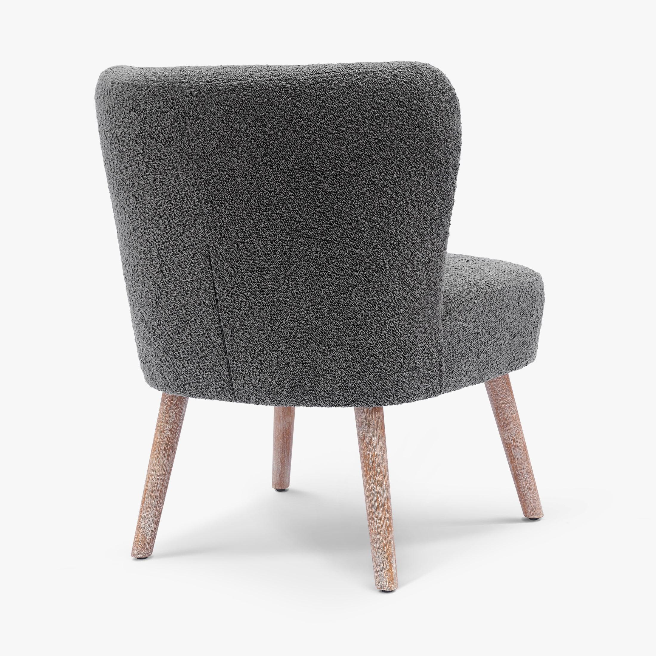 Amélie Mid-Century Boucle Accent Chair with Ottoman Foot Stool Set