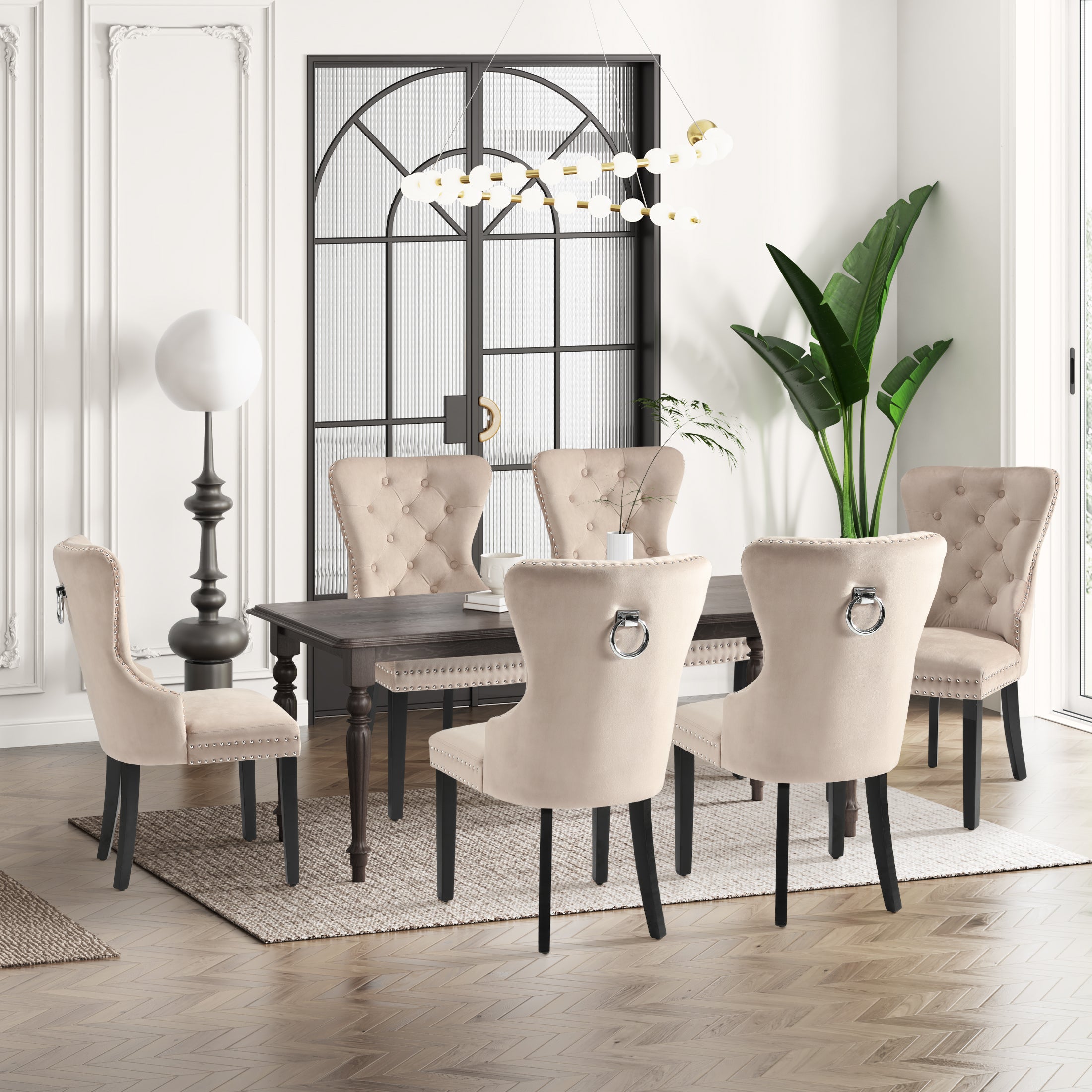 Hank Velvet Upholstered Tufted Dining Chairs (Set of 6)