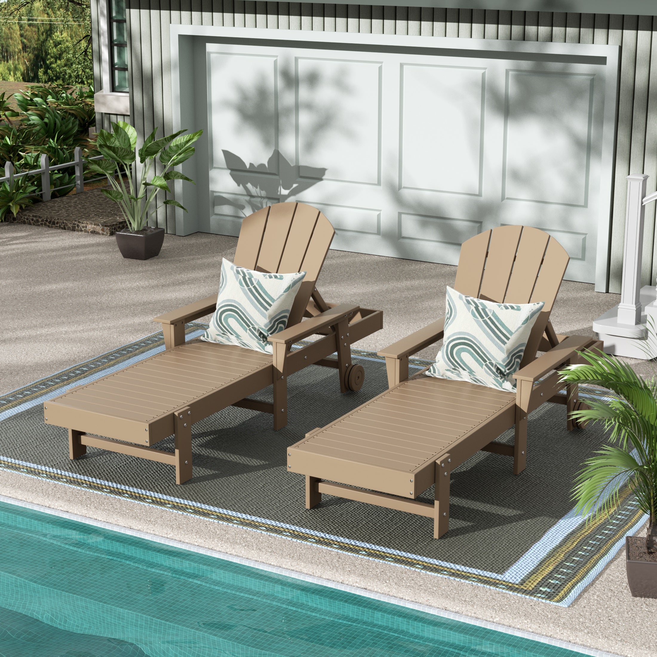Paradise 2 Piece Reclining Chaise Lounge With Arms & Wheels