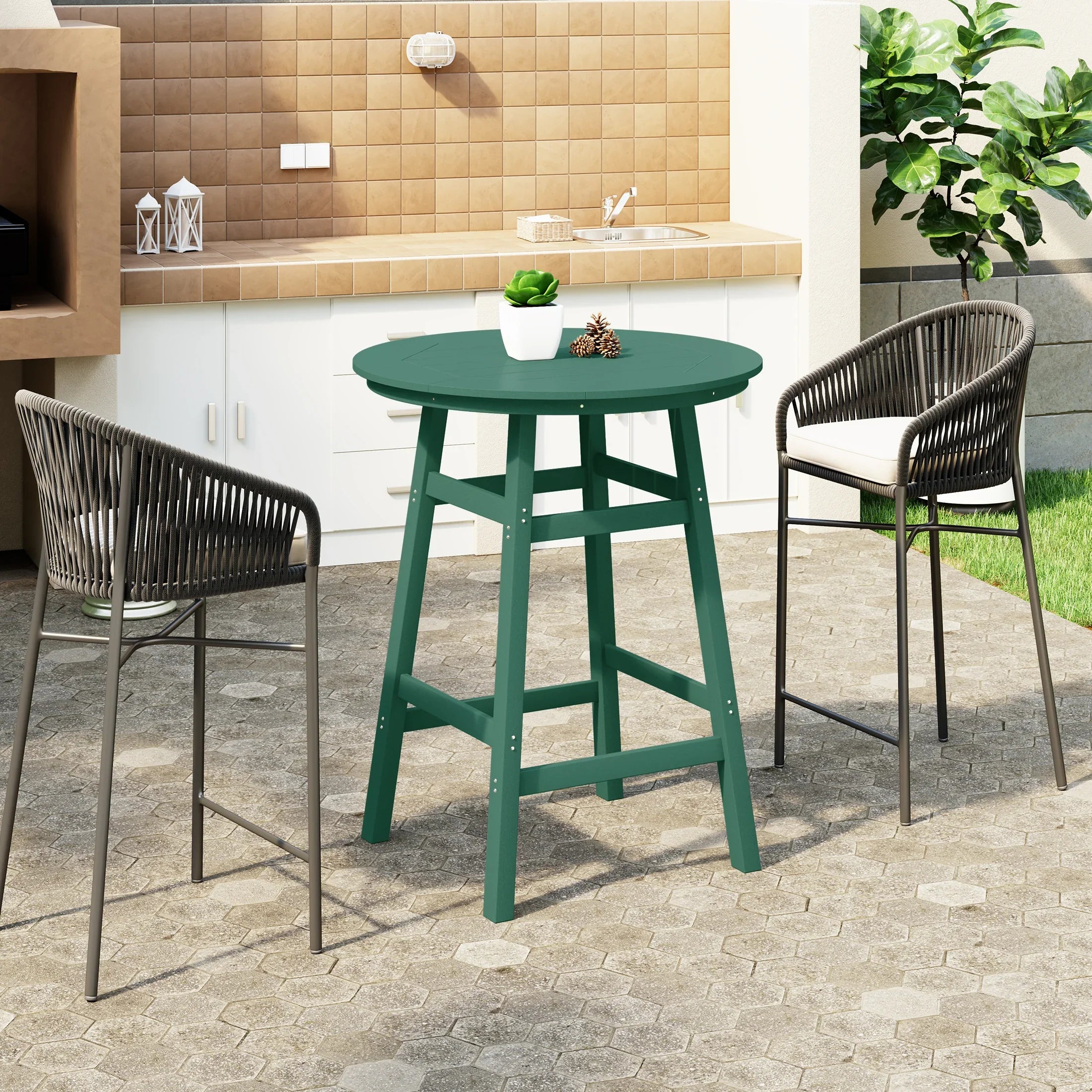 Paradise Outdoor 35" HDPE Round Patio Bar Height Table
