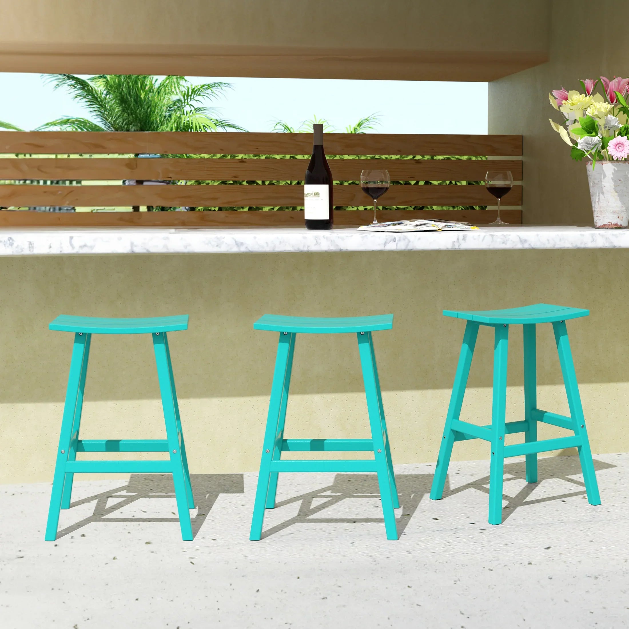 Paradise 29 Inch High Backless Seat Bar Stools (Set of 3)