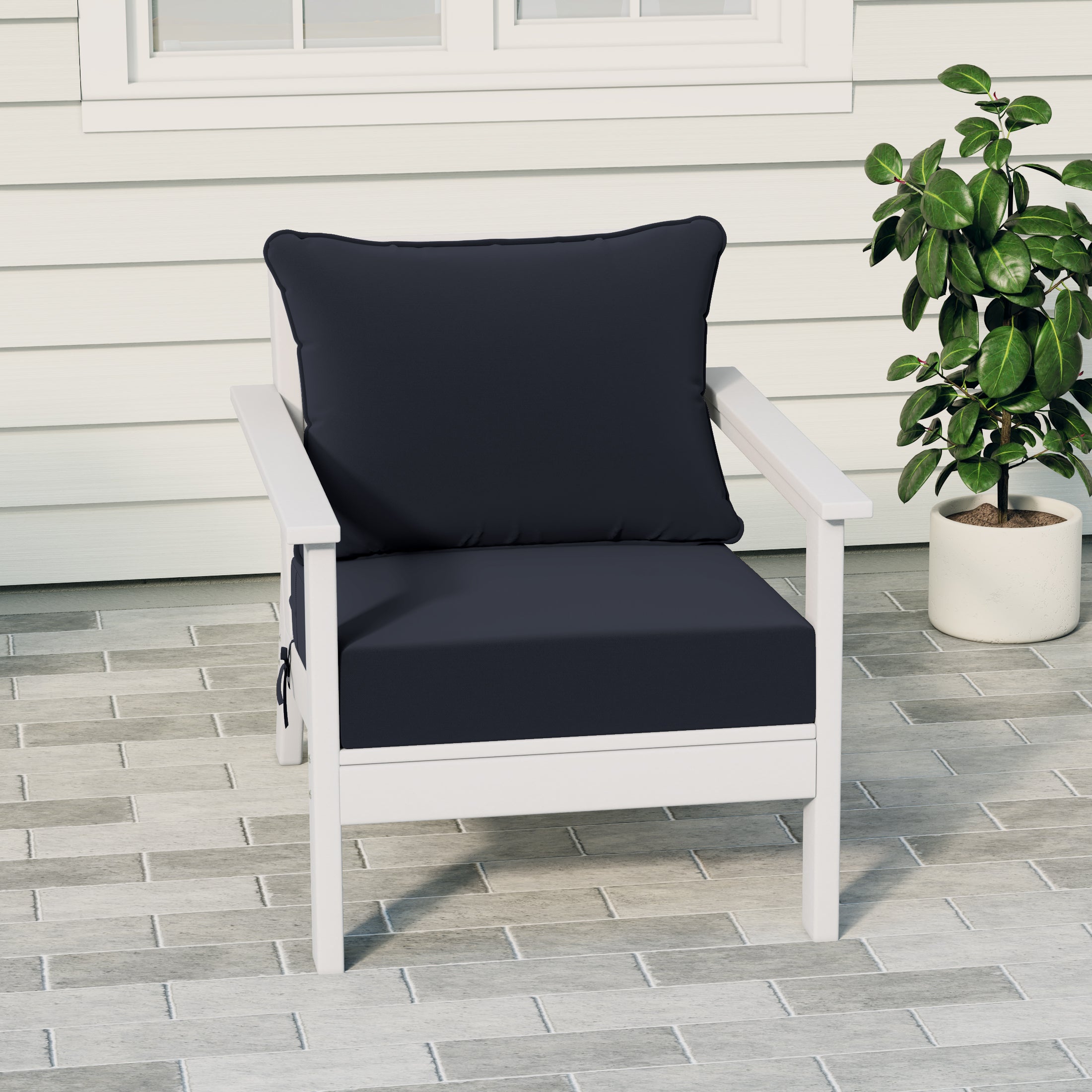 Portsmouth Outdoor Modern HDPE Patio Club Chair with Deep Seat Cushions