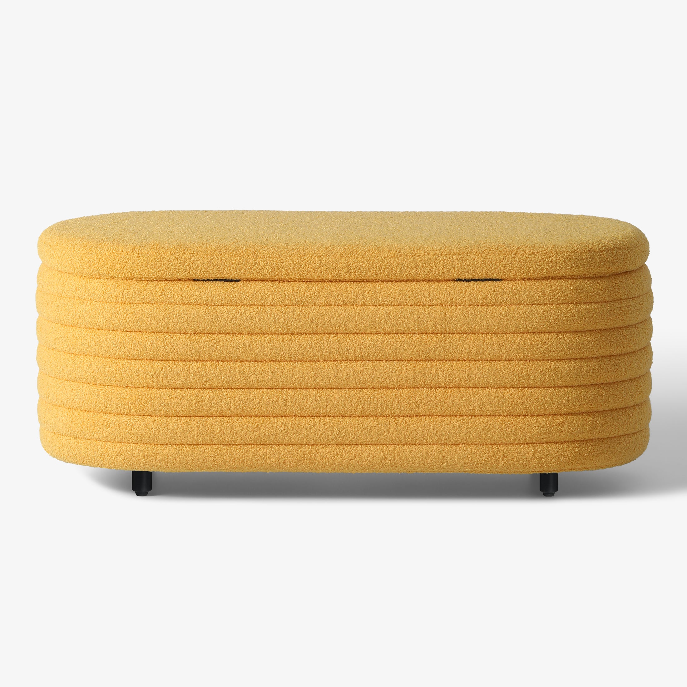 Celine 42" Wide Mid-Century Modern Upholstered Teddy Sherpa Tufted Oval Storage Ottoman Bench