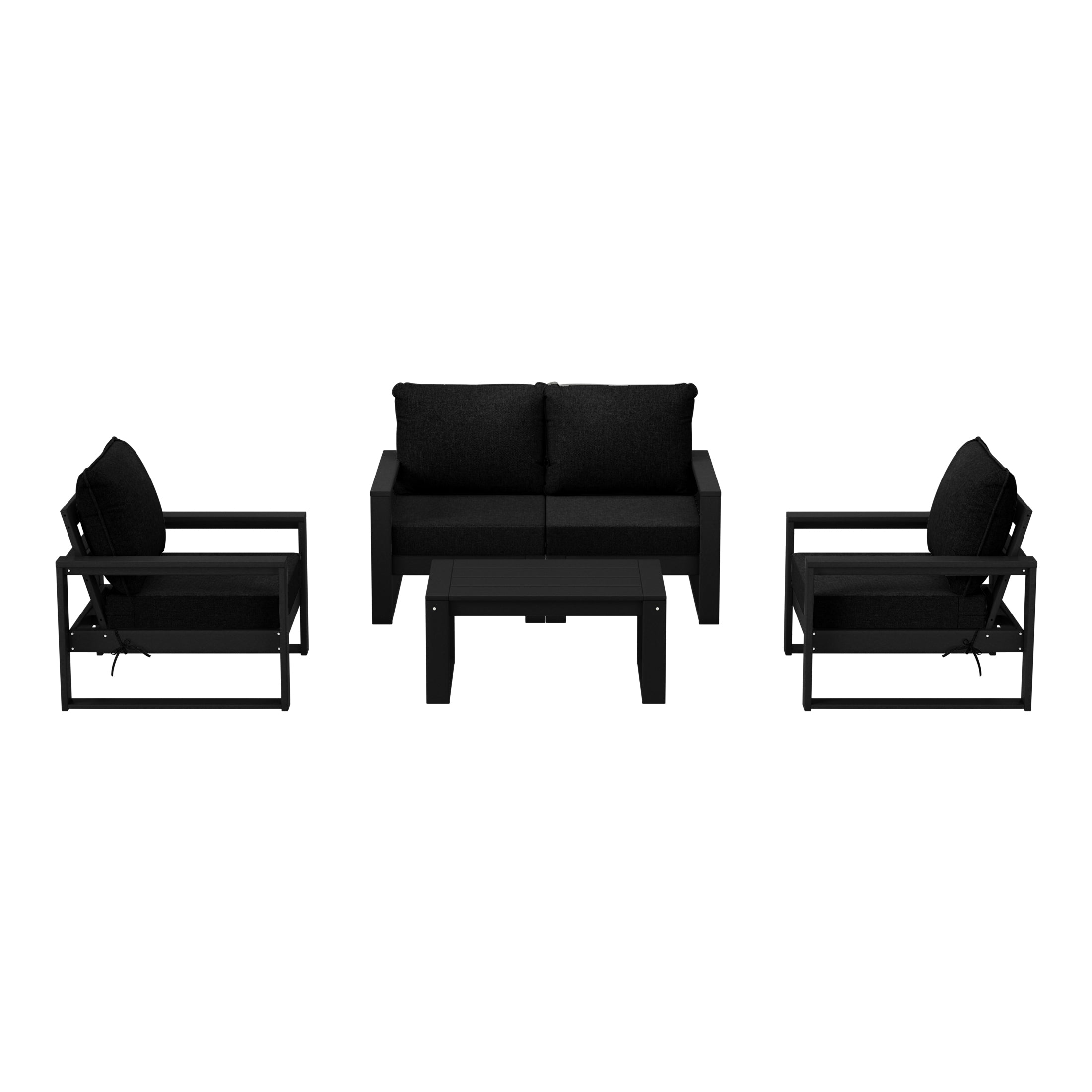 Rockaway 5-Piece Modern HDPE Outdoor Patio Furniture Sofa Conversation Set with Coffee Table