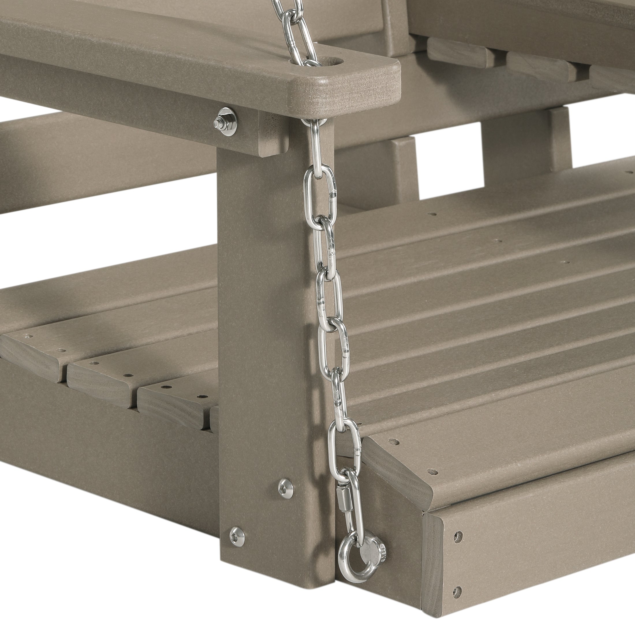 Charleston Outdoor HDPE 54" Front Hanging Porch Swing Bench With Cupholders