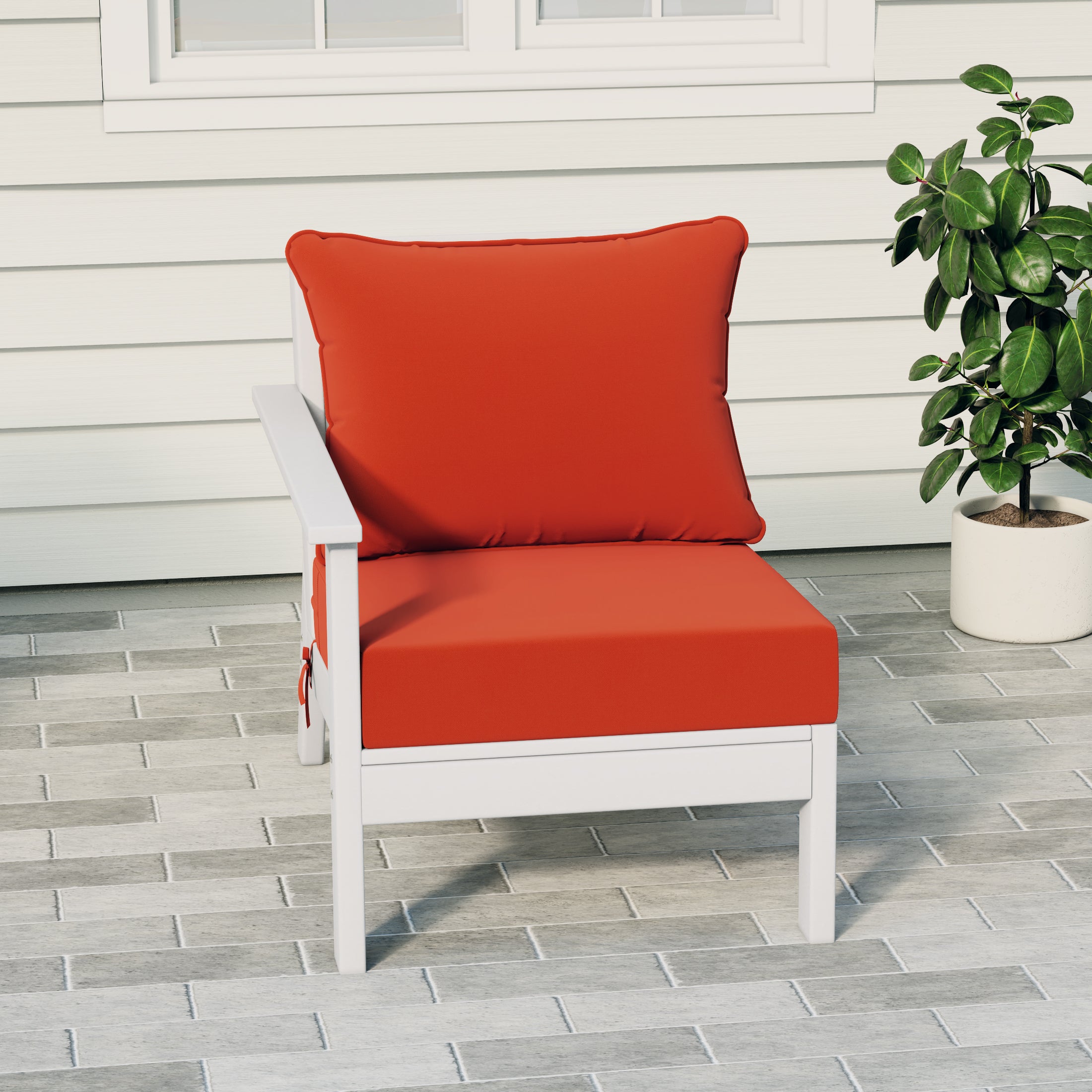 Portsmouth Outdoor Patio HDPE Left Arm Sectional Corner Club Chair with Patio Cushions
