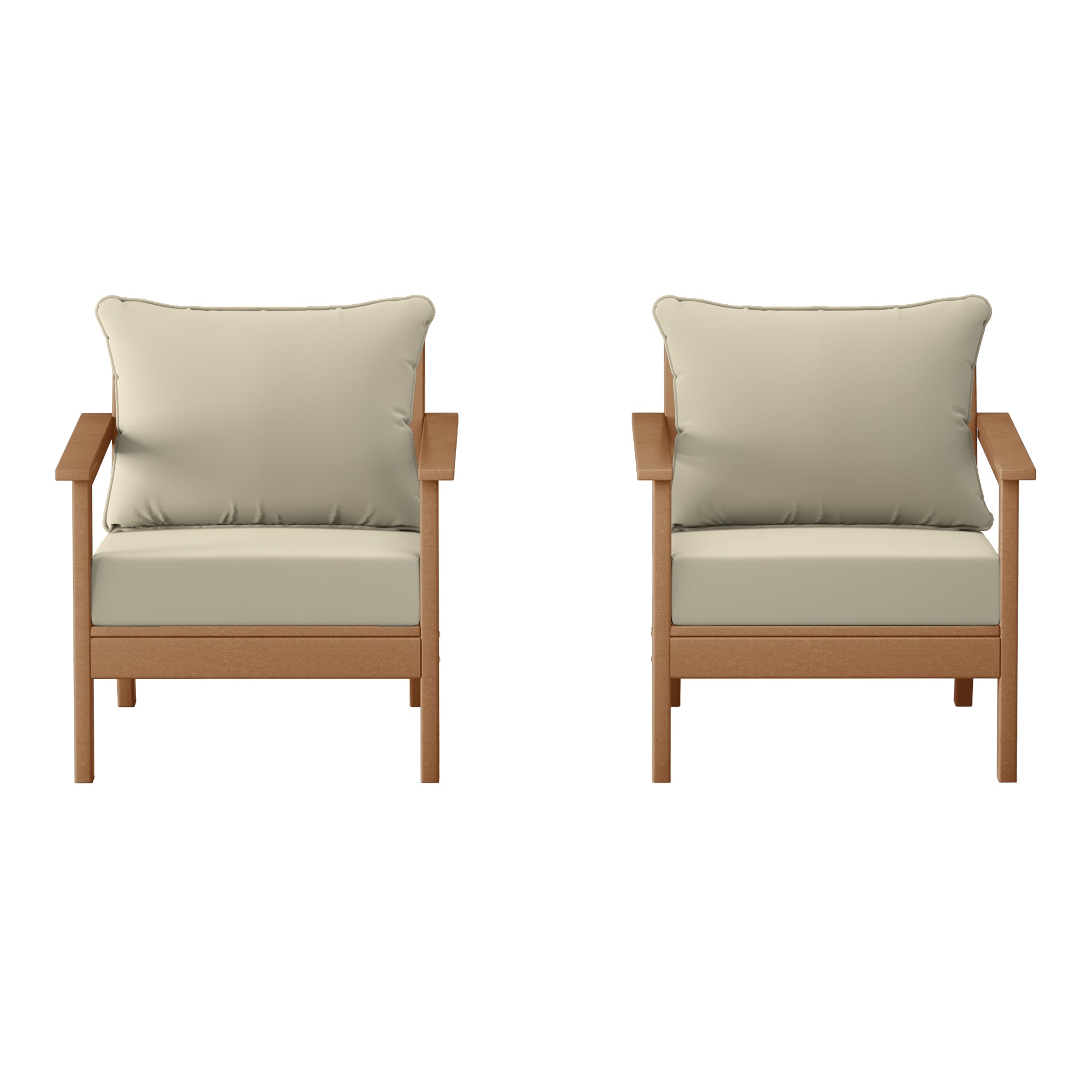 Portsmouth Outdoor Modern HDPE Patio Club Chairs with Deep Seat Cushions (Set of 2)