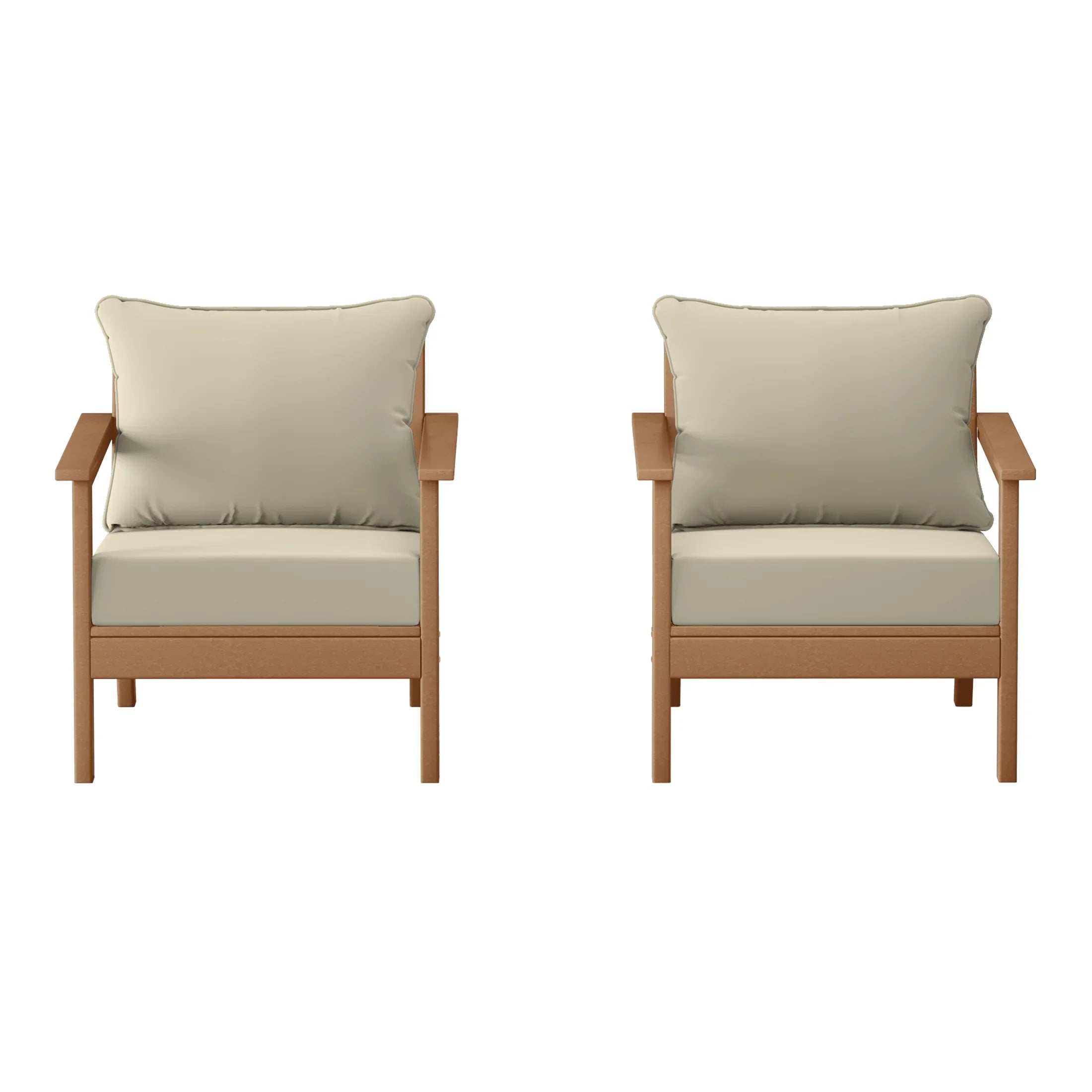 Portsmouth Outdoor Modern HDPE Patio Club Chairs with Deep Seat Cushions (Set of 2)