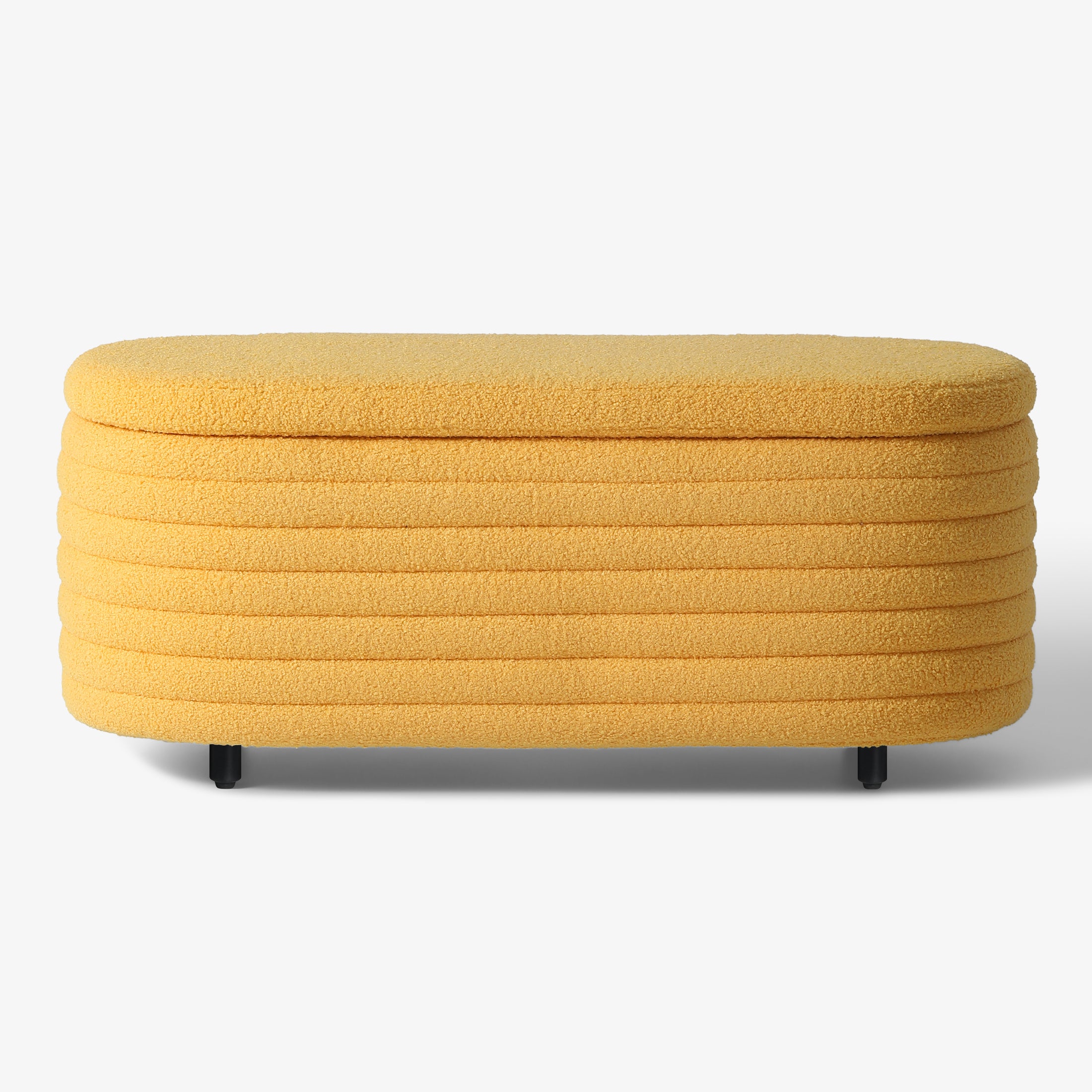 Celine 42" Wide Mid-Century Modern Upholstered Teddy Sherpa Tufted Oval Storage Ottoman Bench