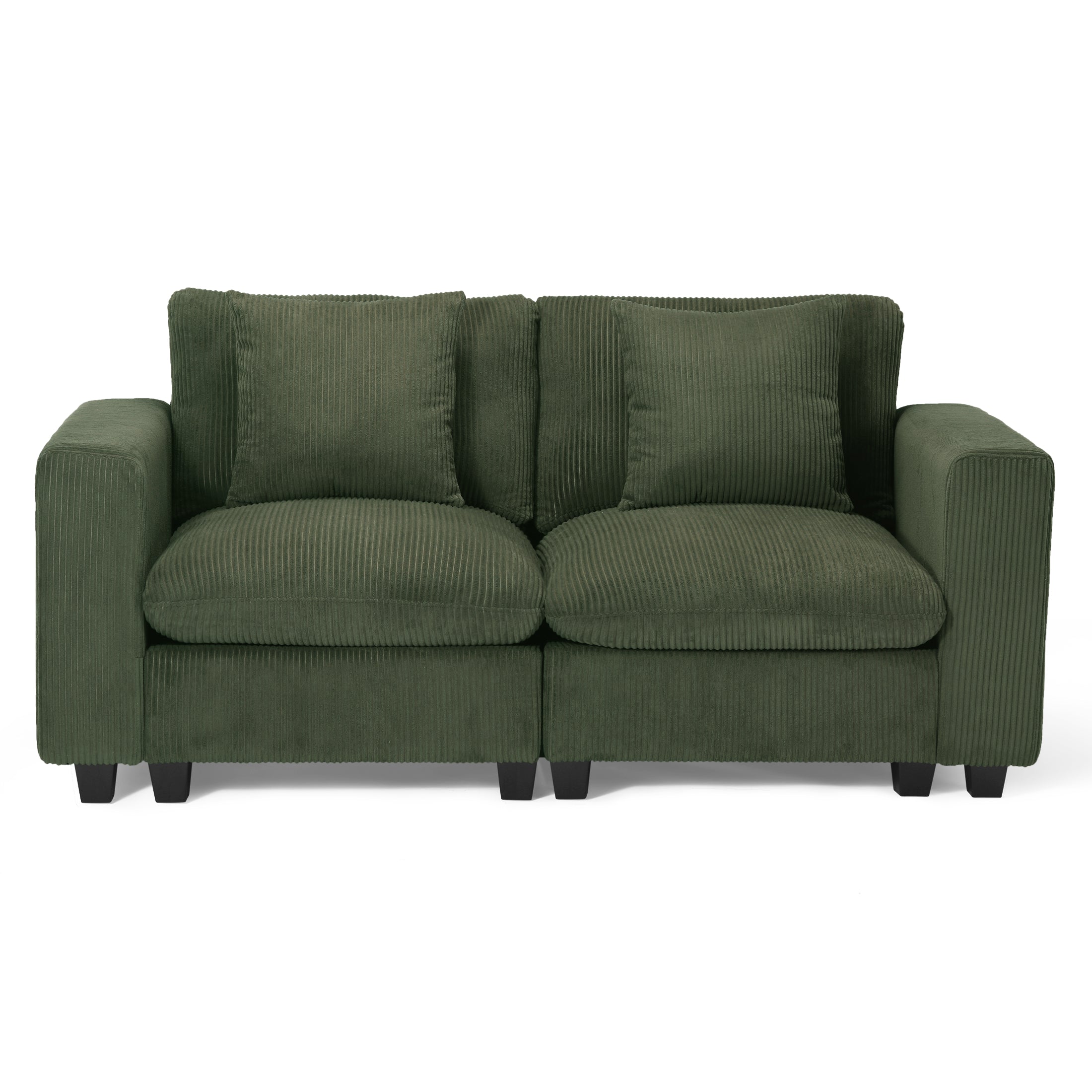 Ava 70" Modular Corduroy Loveseat Sofa With USB/Type-C Ports and Side Pockets