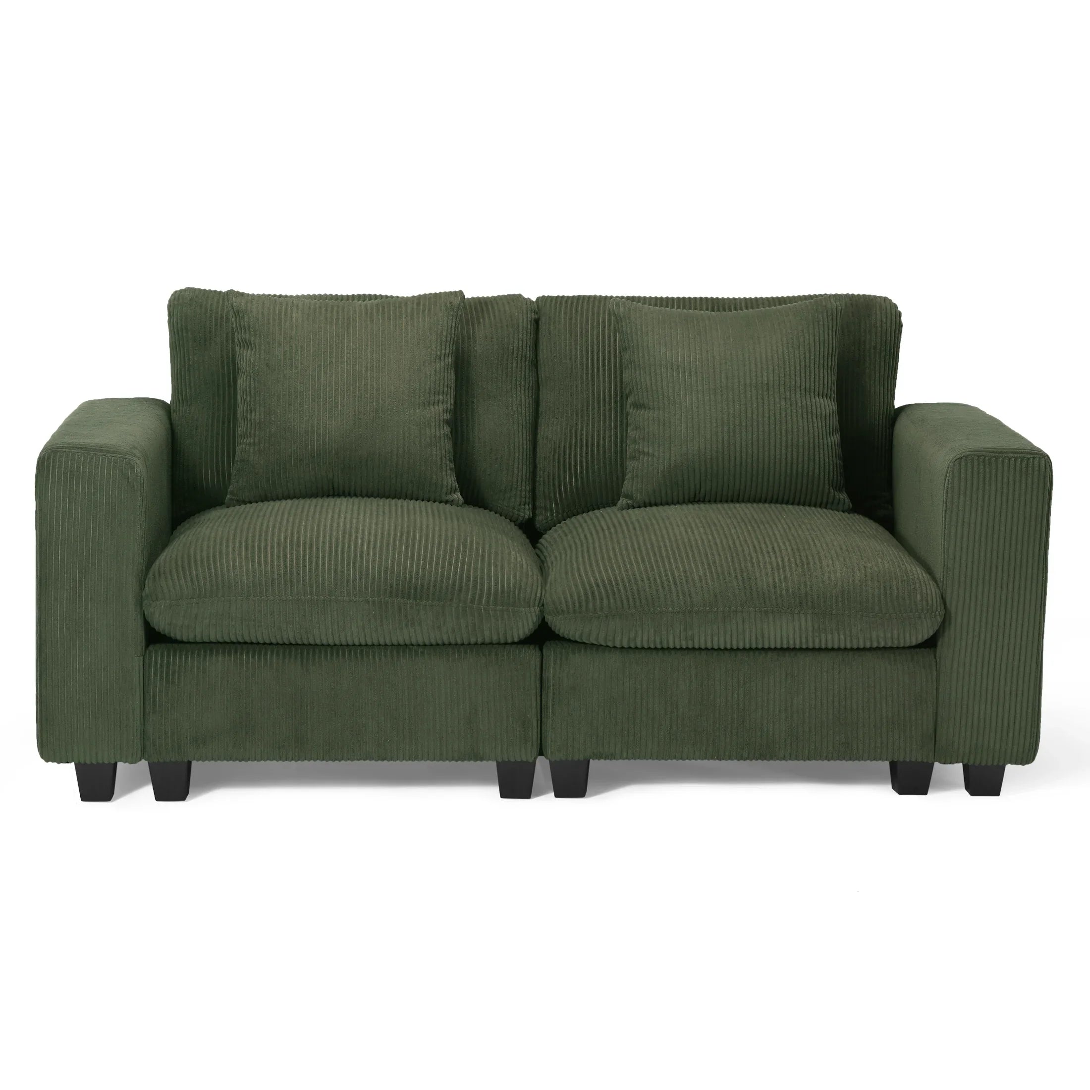 Ava 70" Modular Corduroy Loveseat Sofa With USB/Type-C Ports and Side Pockets