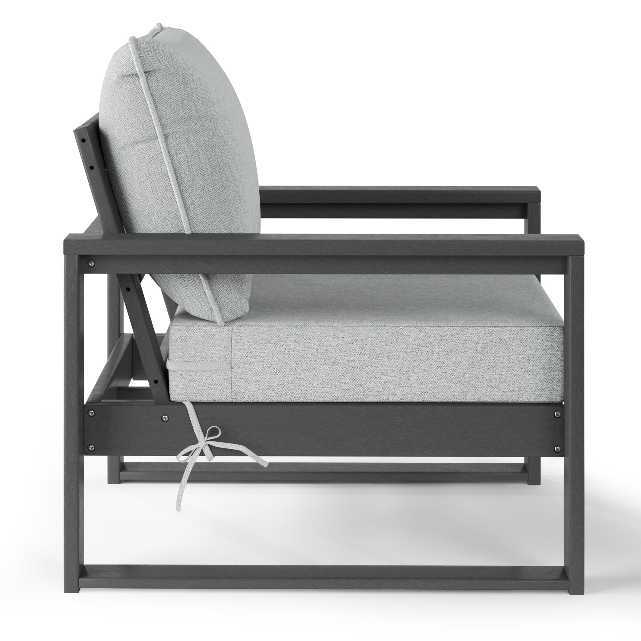 Rockaway Outdoor Modern HDPE Patio Club Chair with Waterproof Deep Seat Cushions (Set of 2)