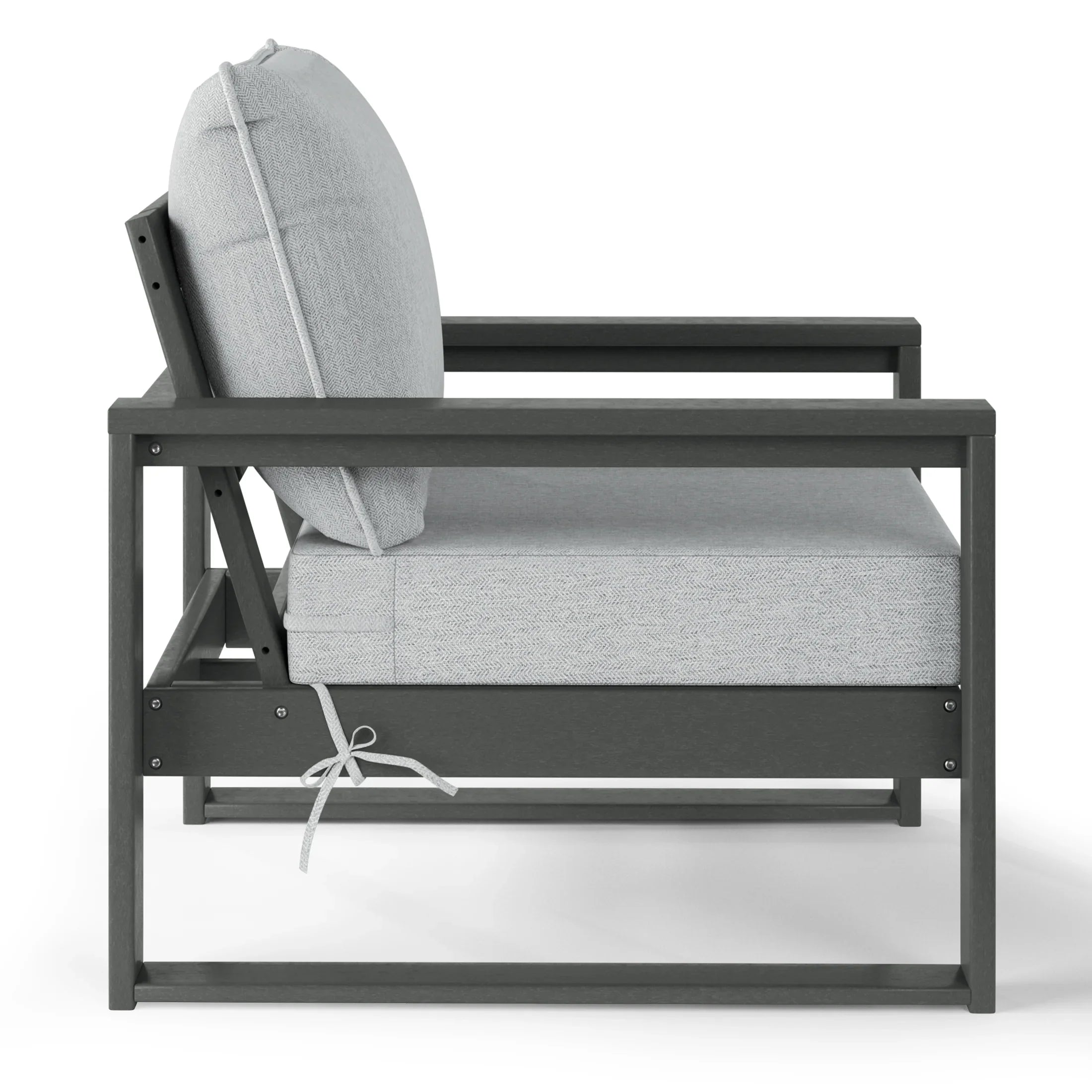 Rockaway Outdoor Modern HDPE Patio Club Chair with Waterproof Deep Seat Cushions (Set of 2)