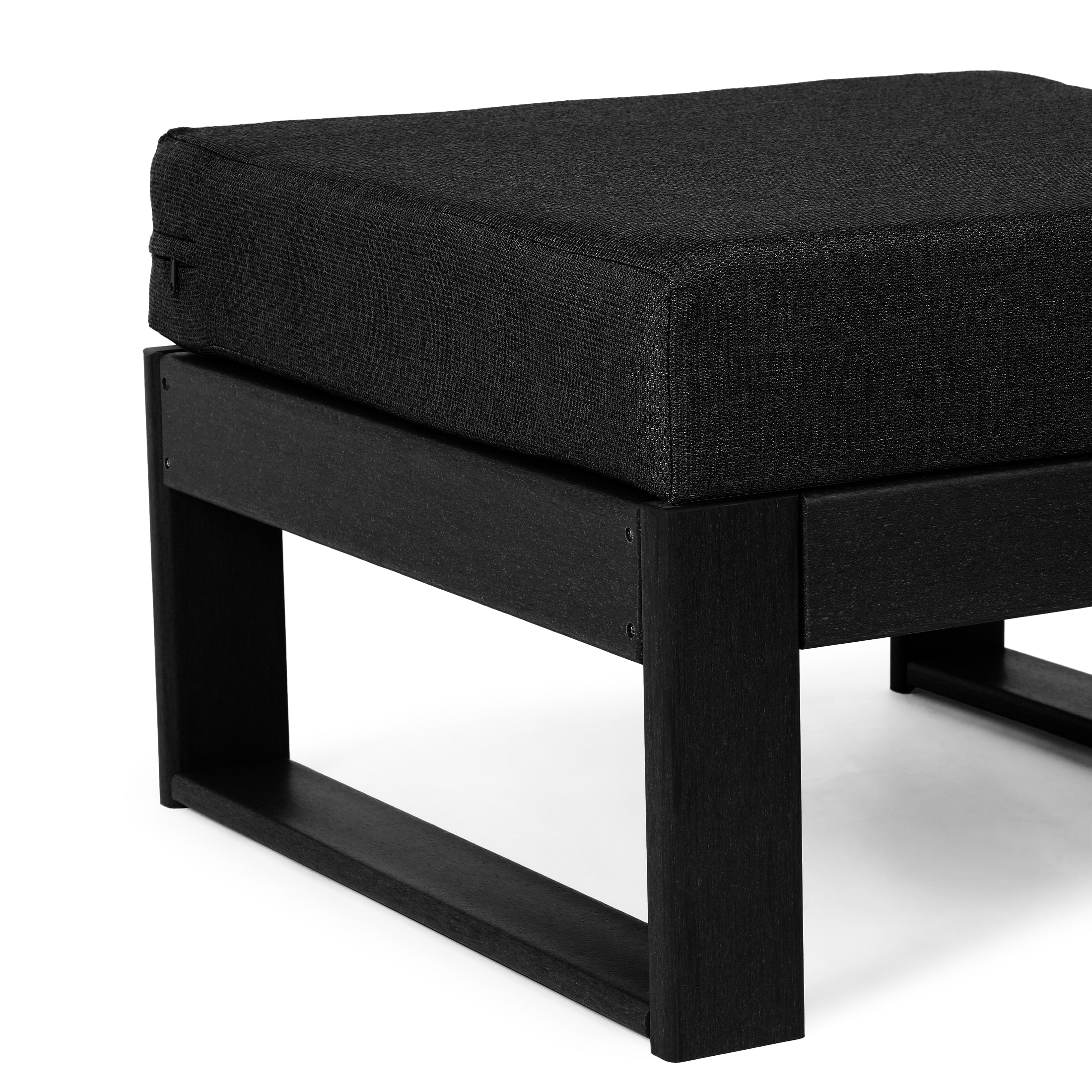 Rockaway Outdoor HDPE Patio Ottoman with Waterproof Olefin Cushions