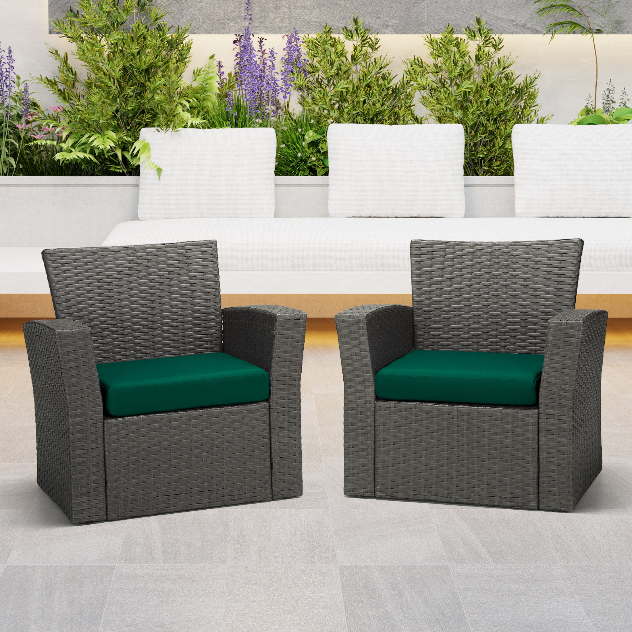 Harmony Outdoor Patio Furniture Seat Chair Square Cushions Set of 2, 20" x 19"