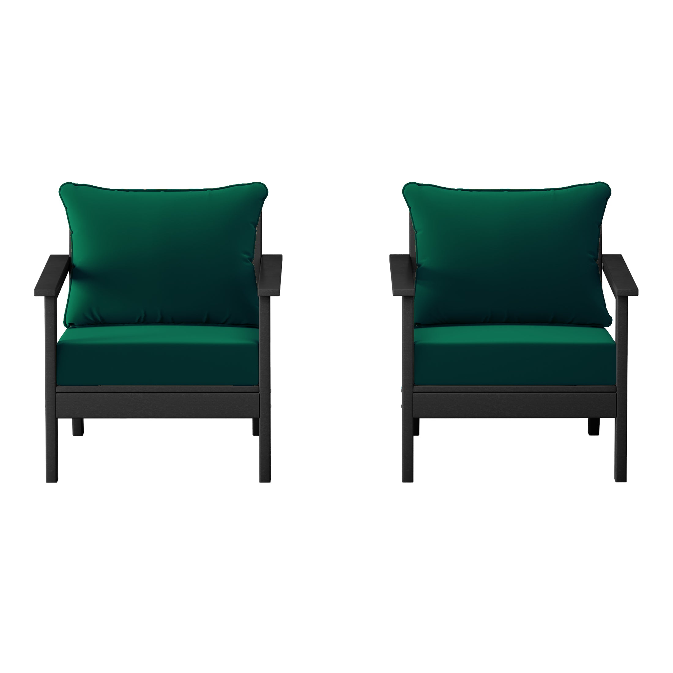 Portsmouth Outdoor Modern HDPE Patio Club Chairs with Deep Seat Cushions (Set of 2)