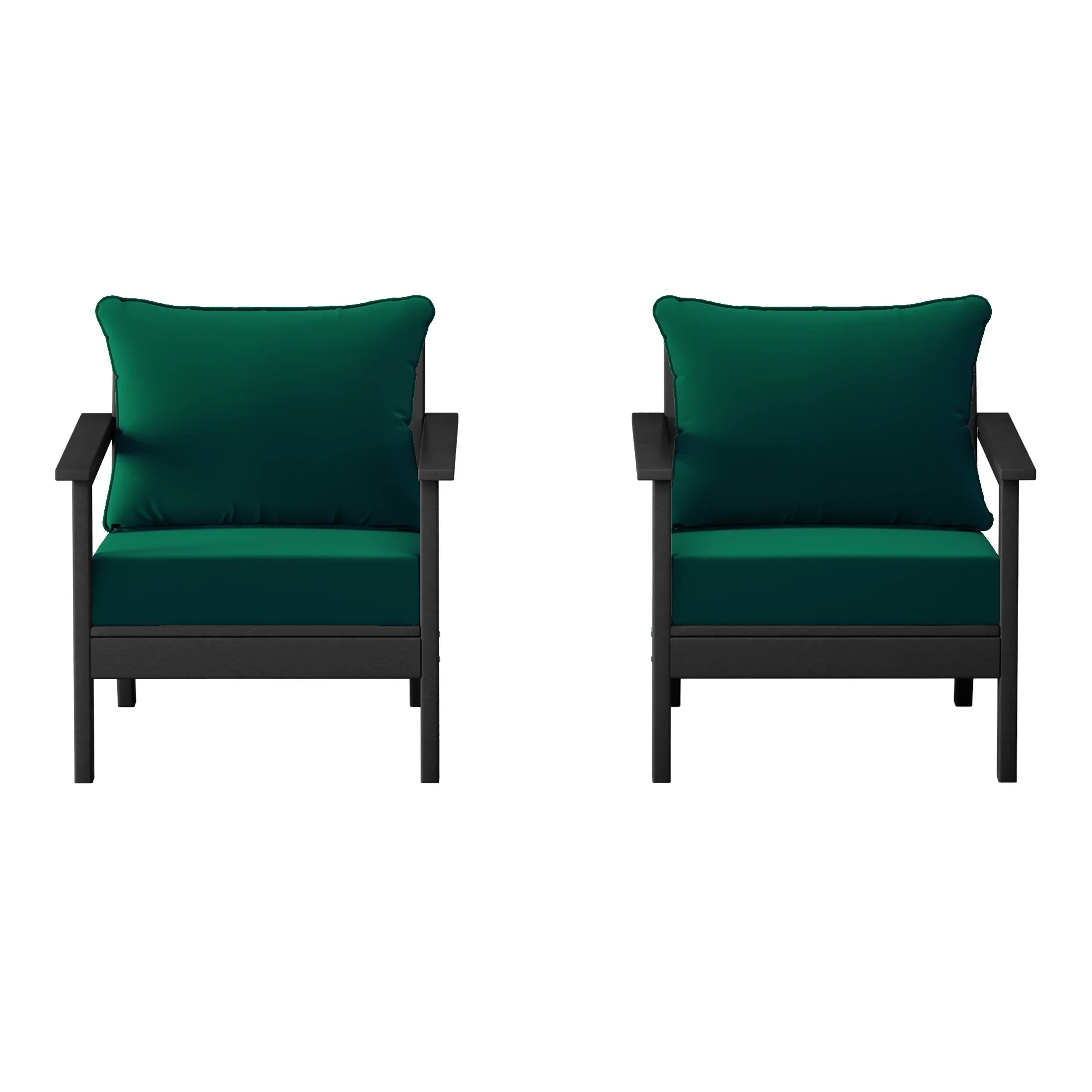 Portsmouth Outdoor Modern HDPE Patio Club Chairs with Deep Seat Cushions (Set of 2)