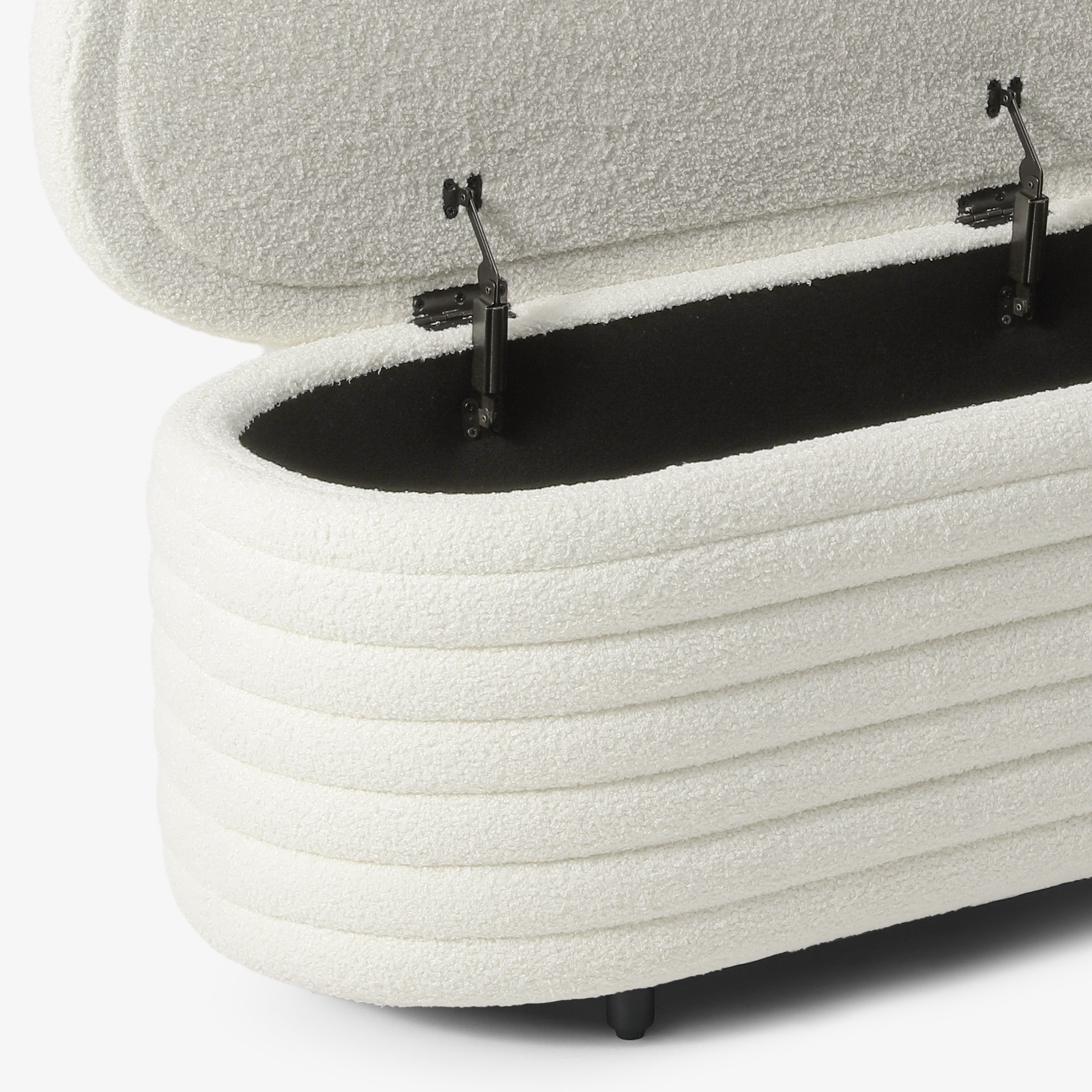 Celine 42" Wide Mid-Century Modern Upholstered Teddy Sherpa Tufted Oval Storage Ottoman Bench