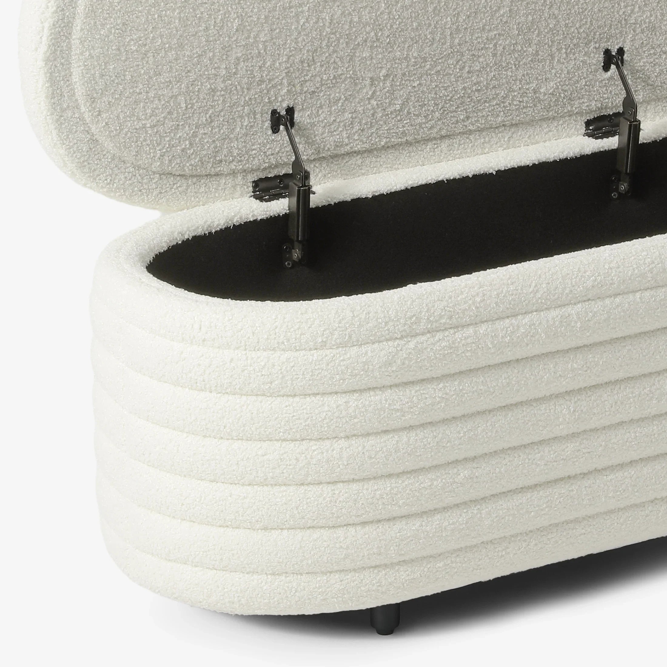 Celine 42" Wide Mid-Century Modern Upholstered Teddy Sherpa Tufted Oval Storage Ottoman Bench