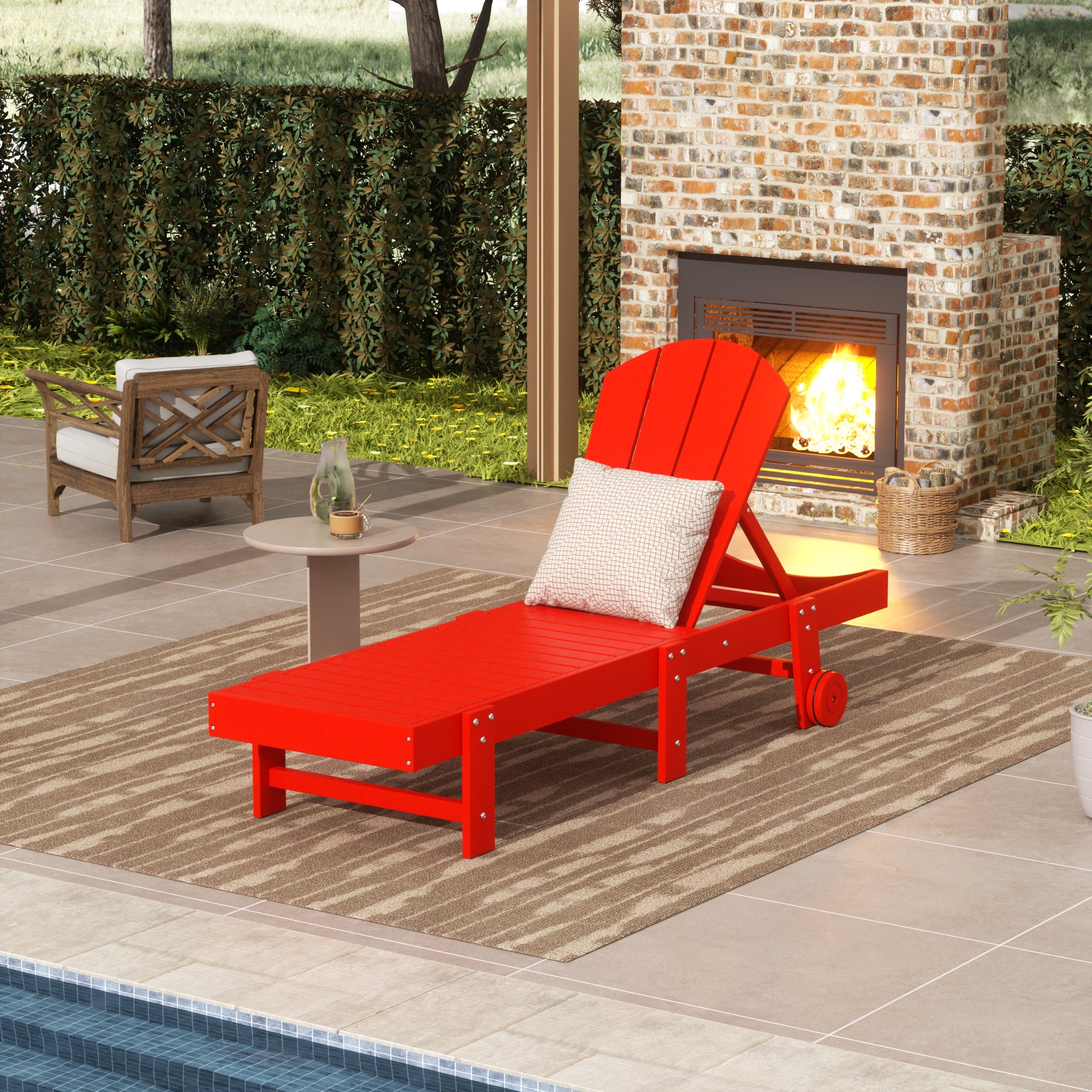 Paradise Adirondack Poly Reclining Chaise Lounge With Wheels