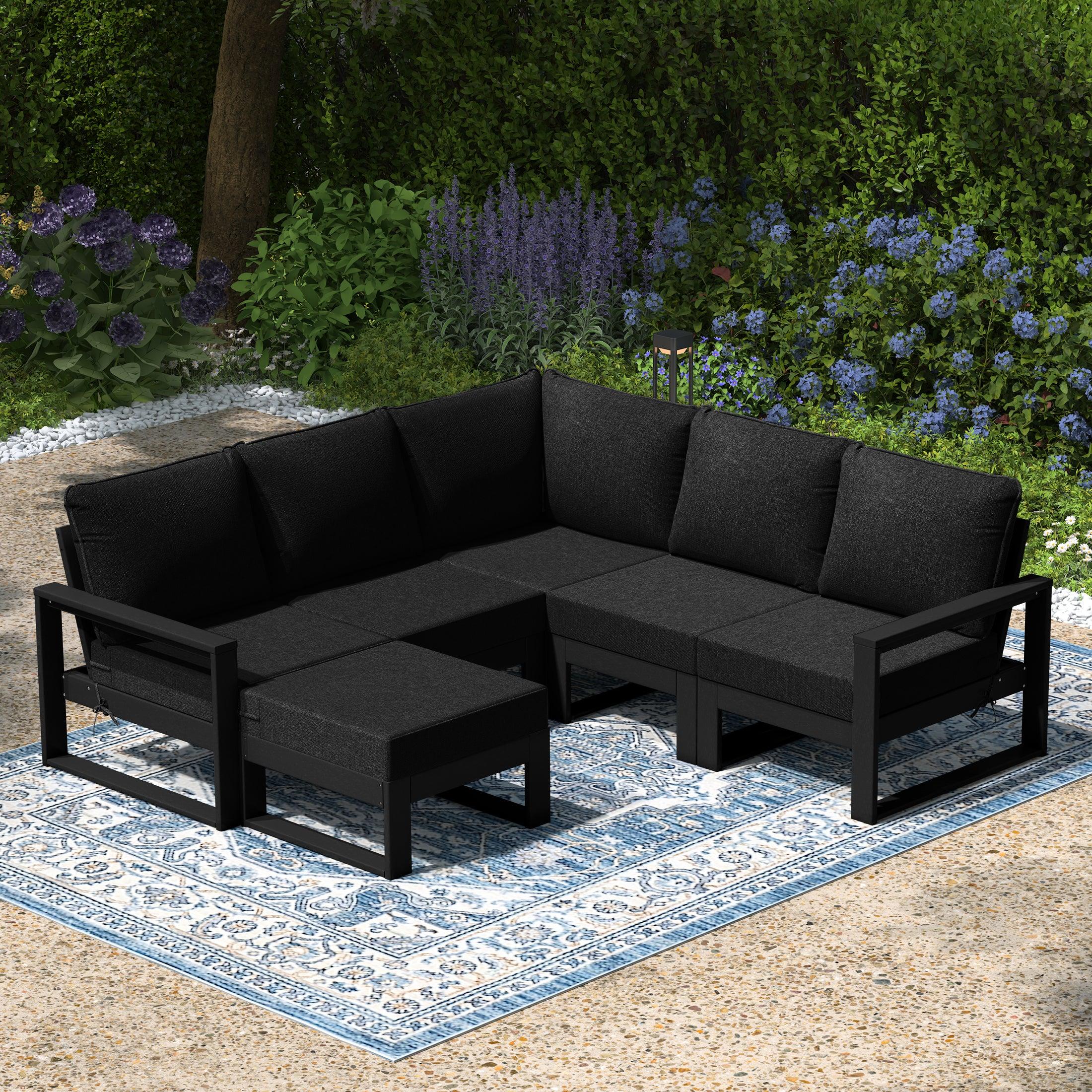 Rockaway 6-Piece Outdoor Patio Corner Sectional Sofa Conversation Set
