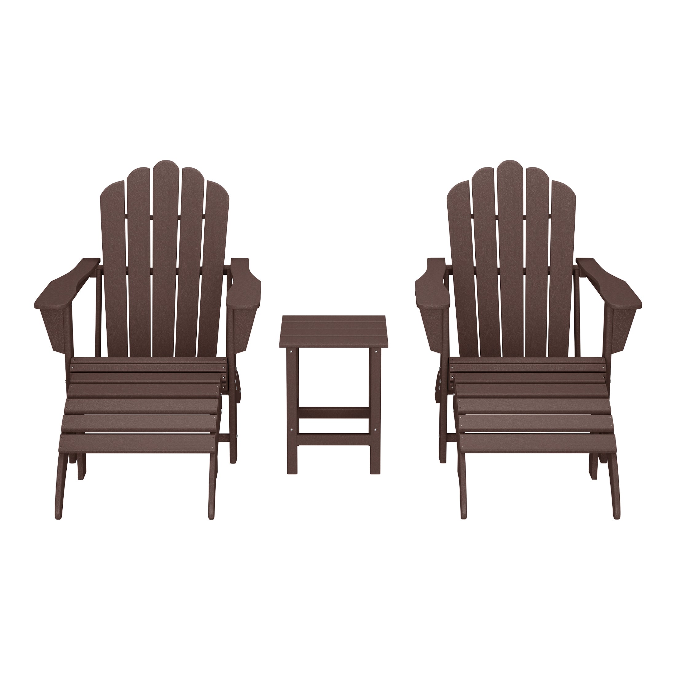 Lakeview 5-Piece Adirondack Chair with Folding Ottoman and Table Set